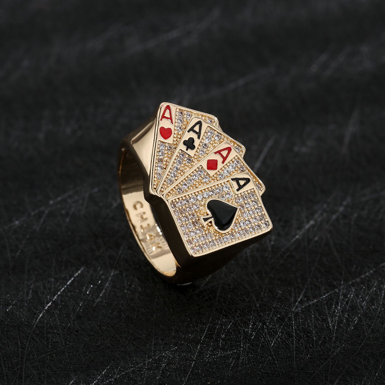 Other SIZE 9 A Poker 14K Gold Plated Brass Ring Size ONE SIZE - 3 Thumbnail