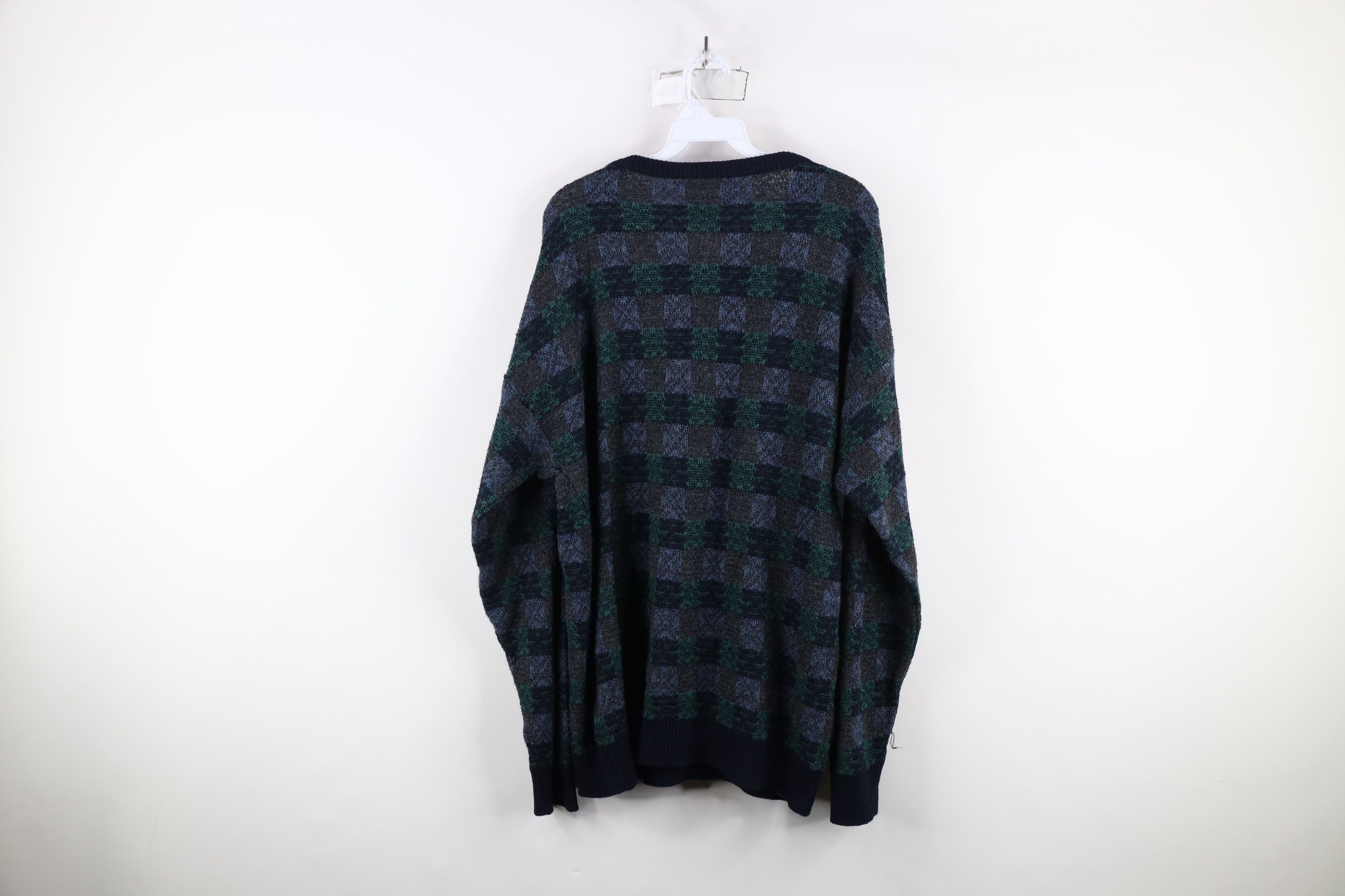 Vintage Vintage 90s Streetwear Knit Checkered Crewneck Dad Sweater Size US XL / EU 56 / 4 - 7 Thumbnail