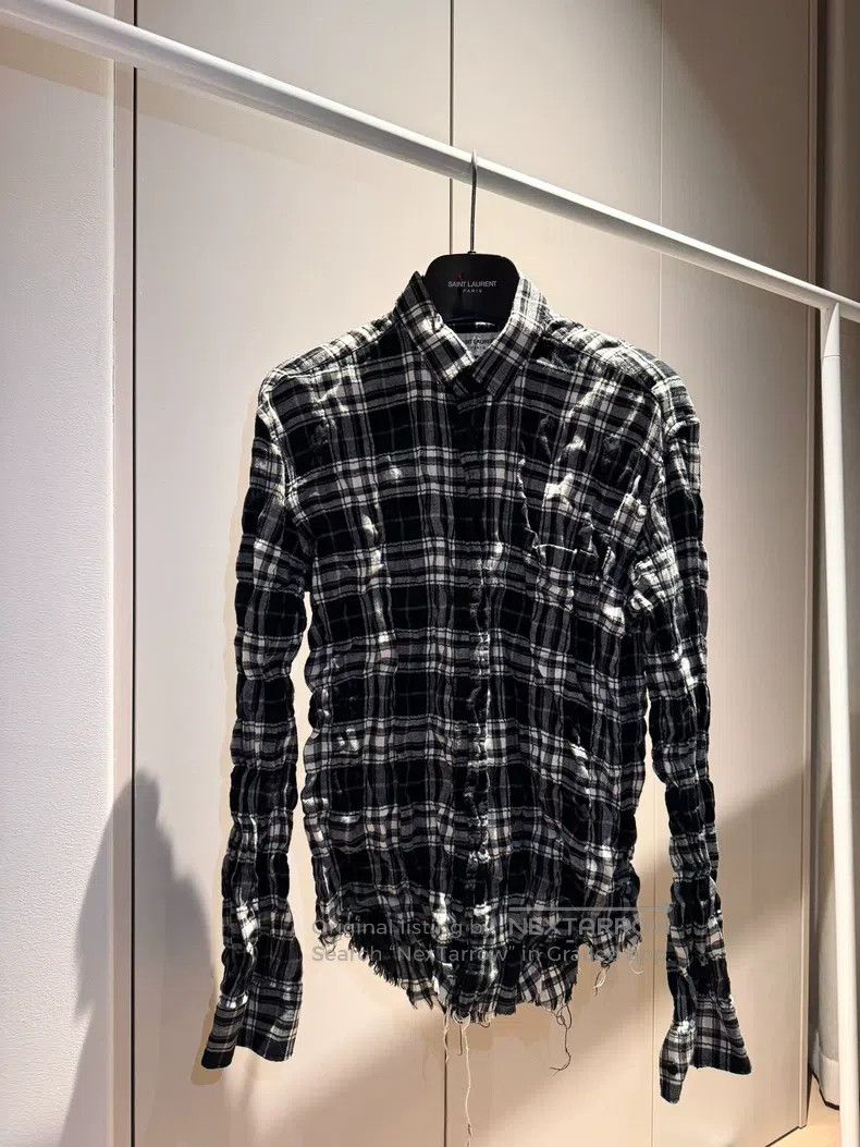 Saint Laurent Paris Saint Laurent Paris Black and White Washed Fringe Destroye Size US S / EU 44-46 / 1 - 1 Thumbnail