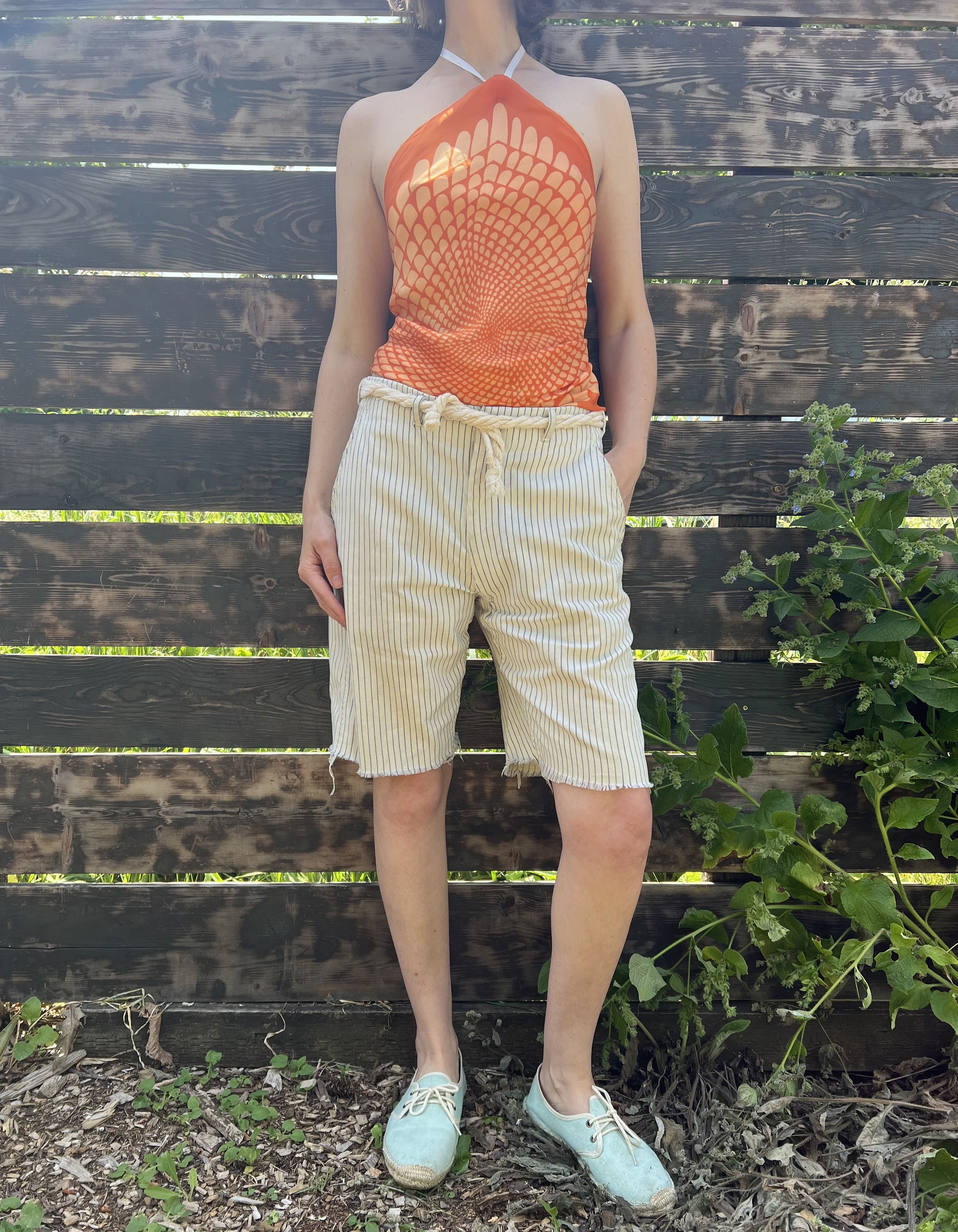 Levi's Vintage Clothing Vintage Big E Levi’s Cutoff Pinstripe Denim Shorts Size US 30 / EU 46 - 8 Thumbnail