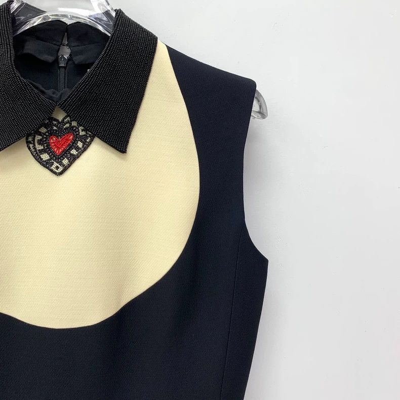 Dior Dior Black lapel love stud bead wool sleeveless dress Size XS / US 0-2 / IT 36-38 - 3 Thumbnail