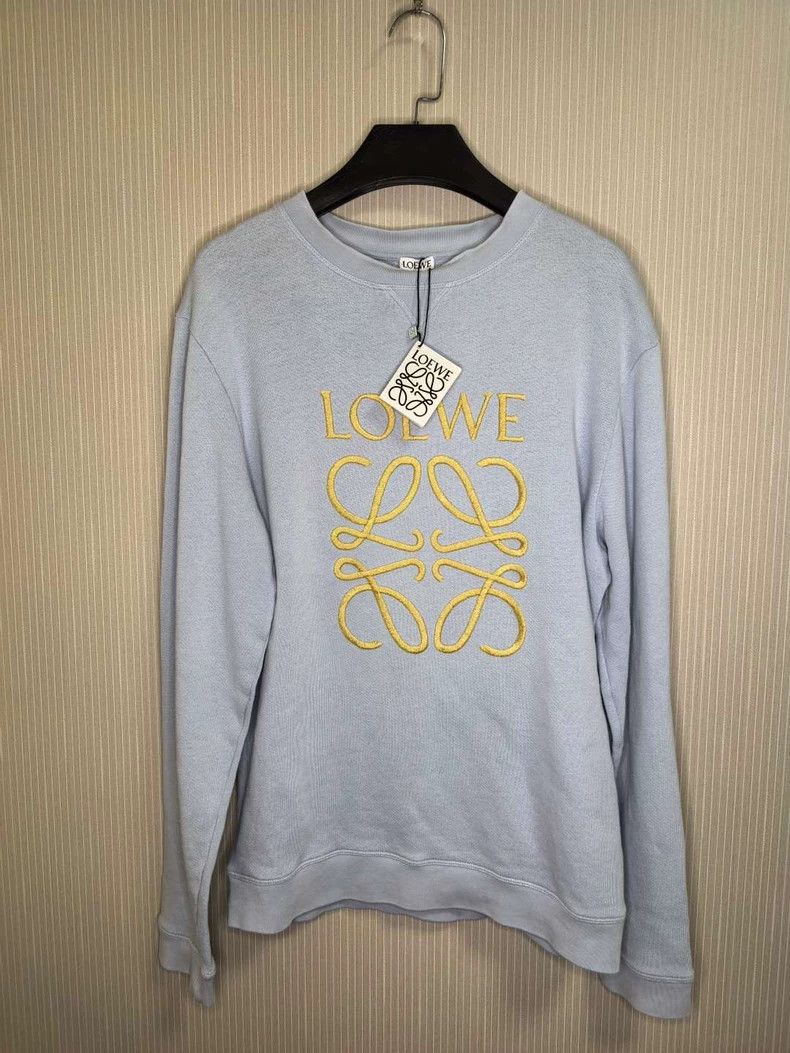 Loewe LOEWE Sky blue embroidered gold logo round collar hoodie Size M / US 6-8 / IT 42-44 - 1 Thumbnail