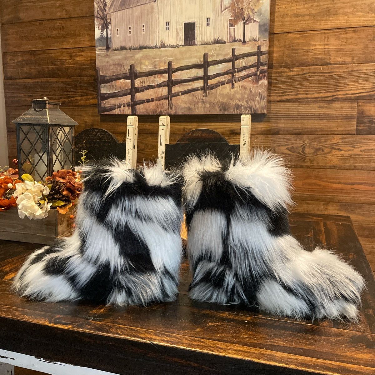 Other Womens black and white faux fur fury winter boots Size US 10 / IT 40 - 8 Thumbnail