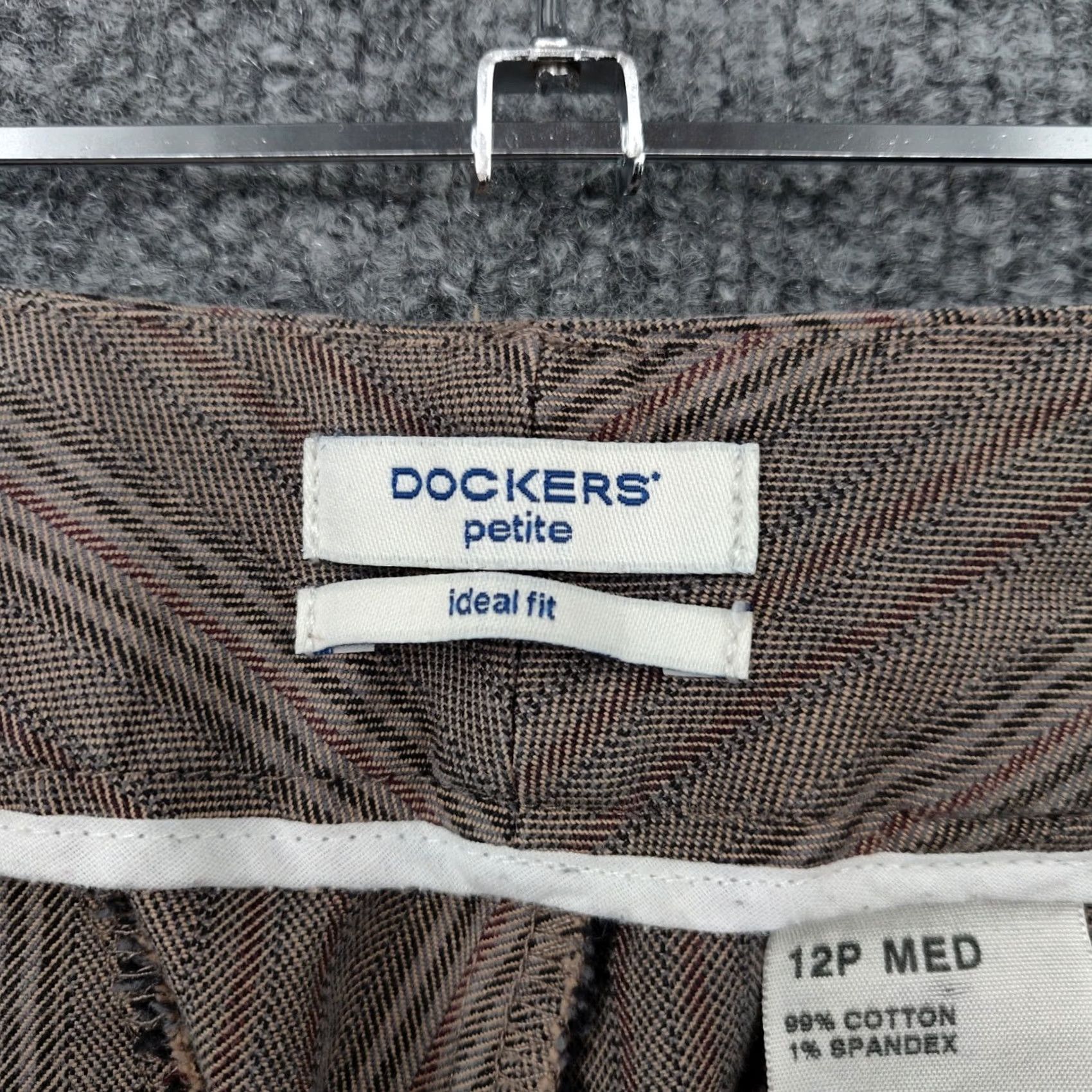 Dockers DOCKERS Womens 12P Petite Metro Mid Rise Straight Striped Cropped Dress Pants Brown Size 34" / US 12 / IT 48 - 3 Thumbnail