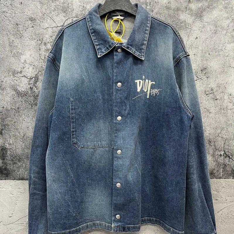 Dior Dior Blue Denim Jacket with Embroidery 0089 Size US M / EU 48-50 / 2 - 1 Thumbnail