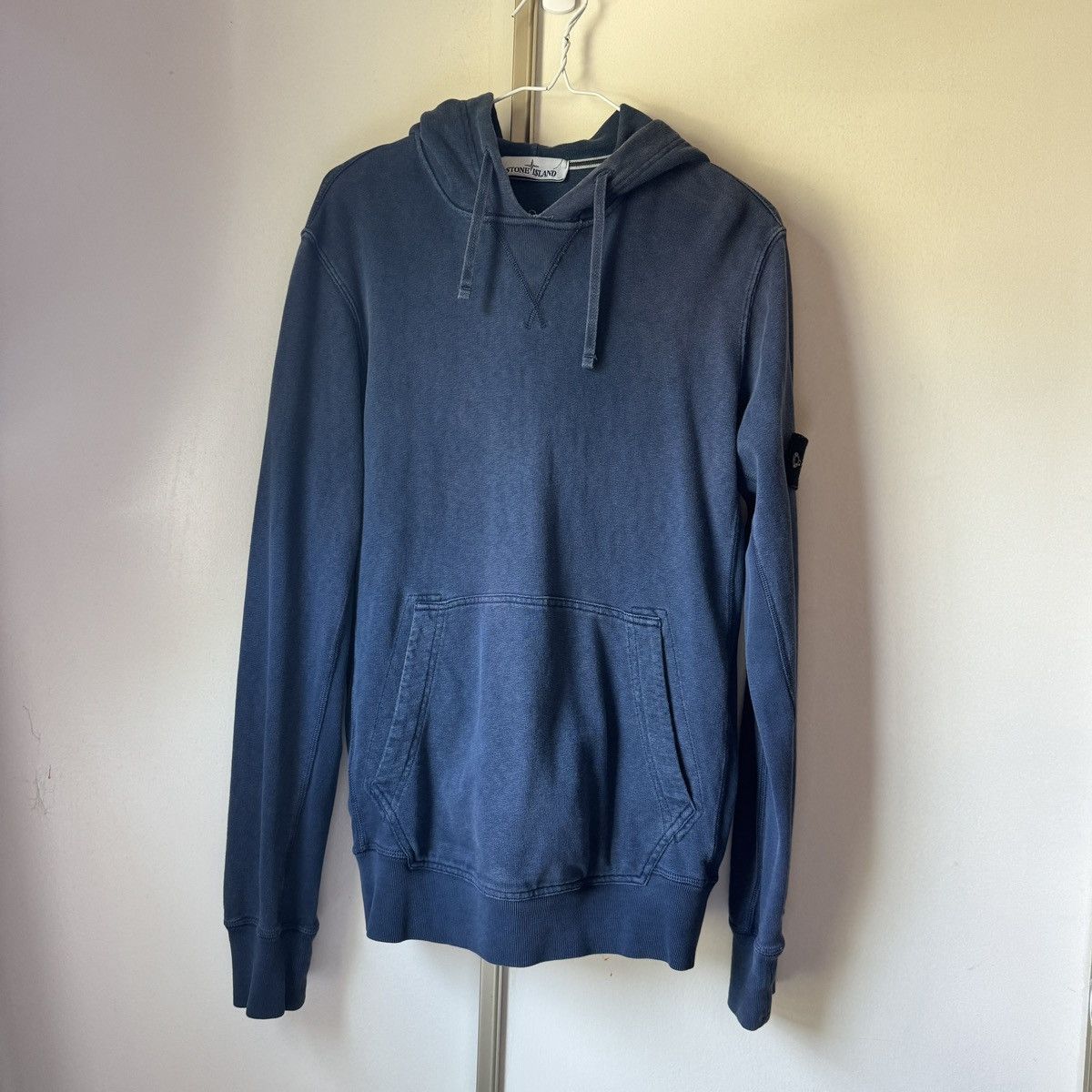 image of Stone Island Stonewashed Hoodie in Blue, Men's (Size Small)