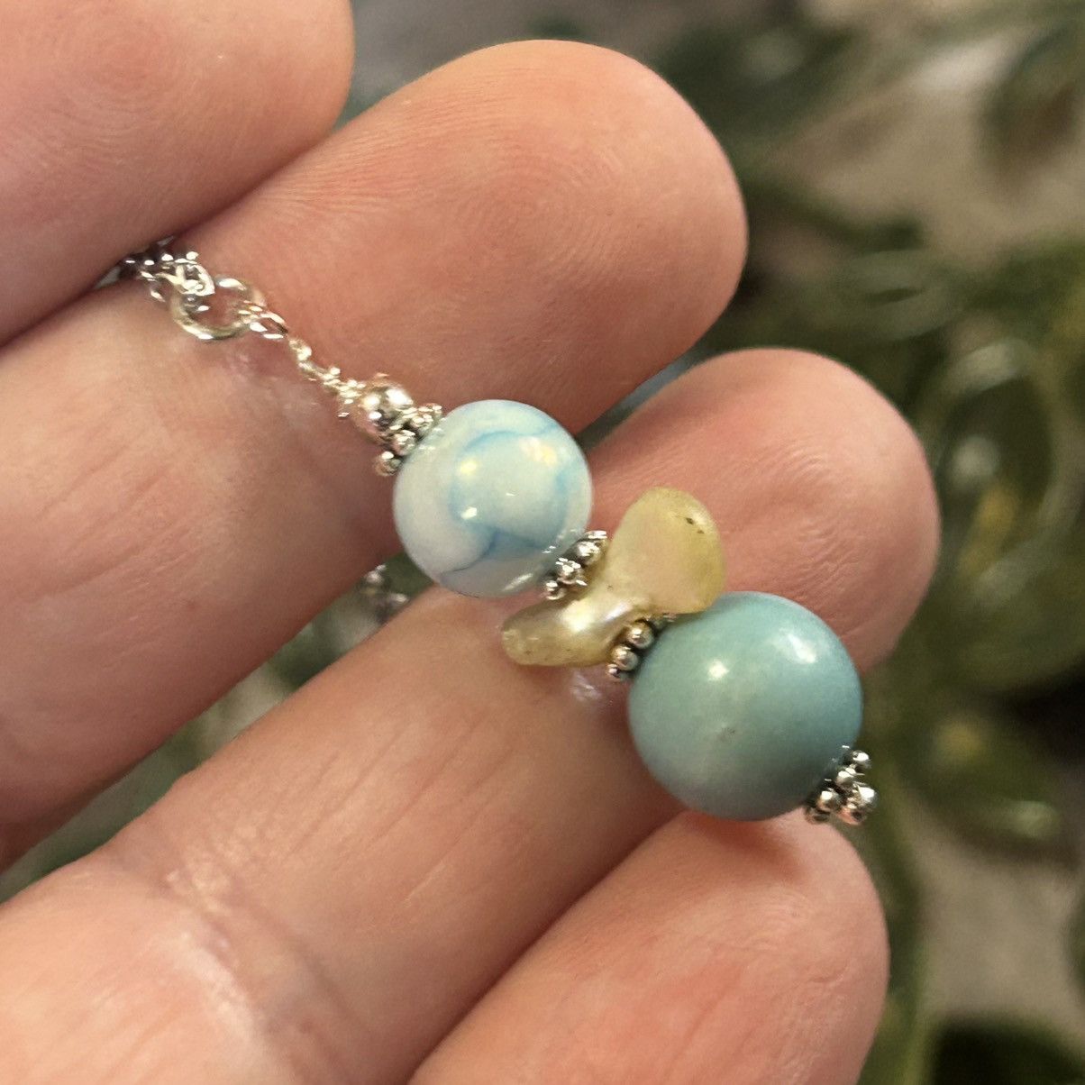 Handmade Handcrafted vintage bead drop pendant on chain necklace Size ONE SIZE - 1 Thumbnail