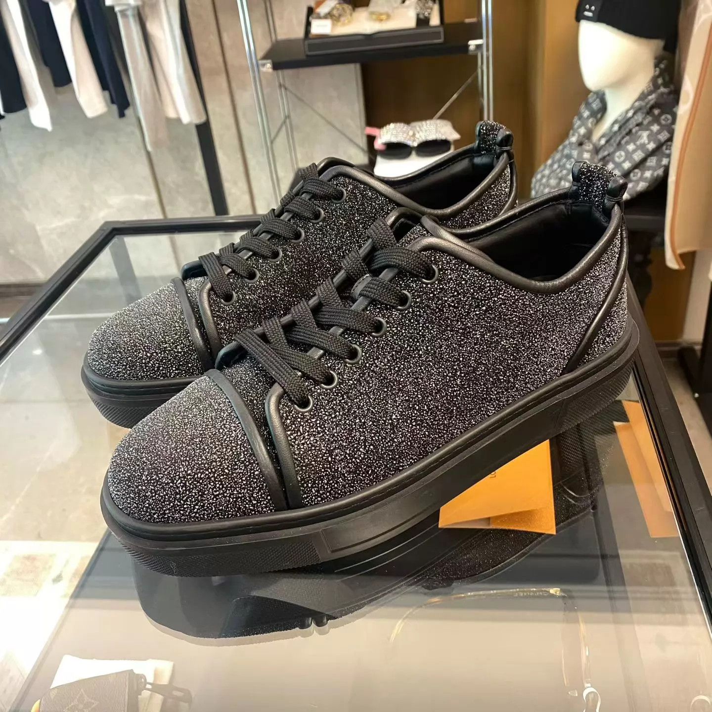 Christian Louboutin CL Crystal Black Skate Shoes 41.5 99 New Size US 8.5 / EU 41-42 - 2 Thumbnail