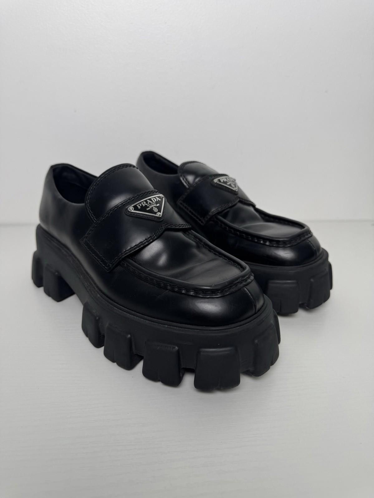 Prada Prada Monolith Loafers Black Leather Women’s Sz 6.5 Size US 7.5 / IT 37.5 - 2 Thumbnail