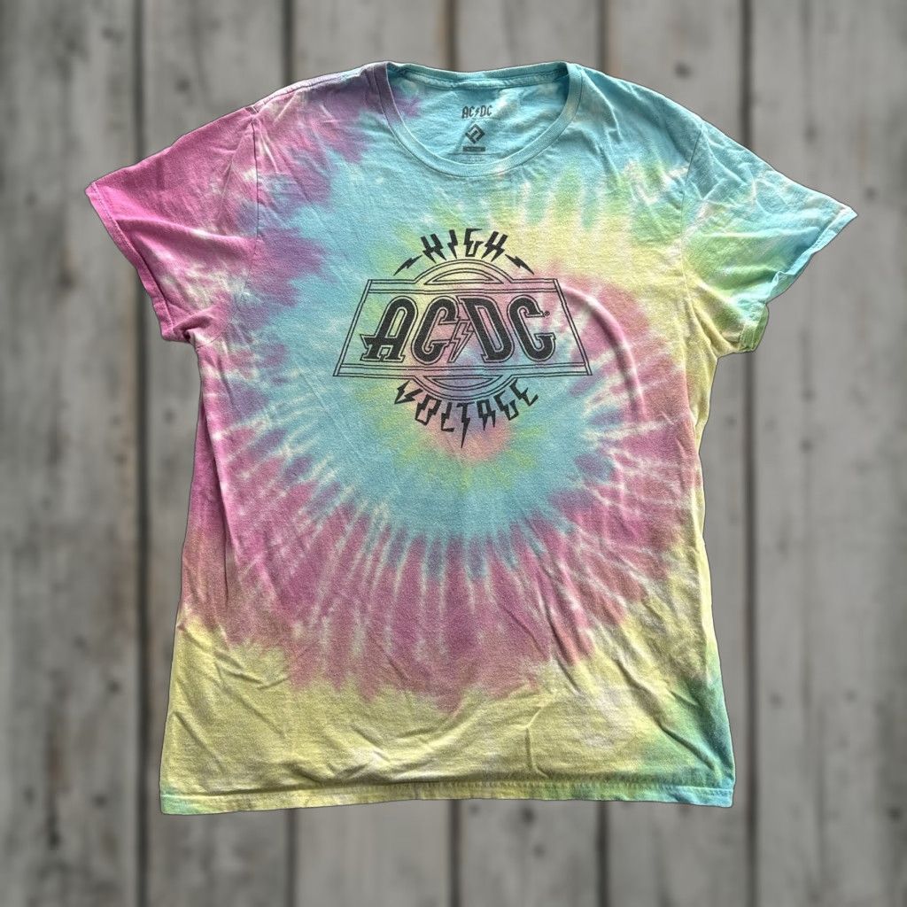 Vintage AC/DC High Voltage Shirt Mens M Tie Dye Rock Graphic 70s Style Band Tee Size US M / EU 48-50 / 2 - 1 Thumbnail