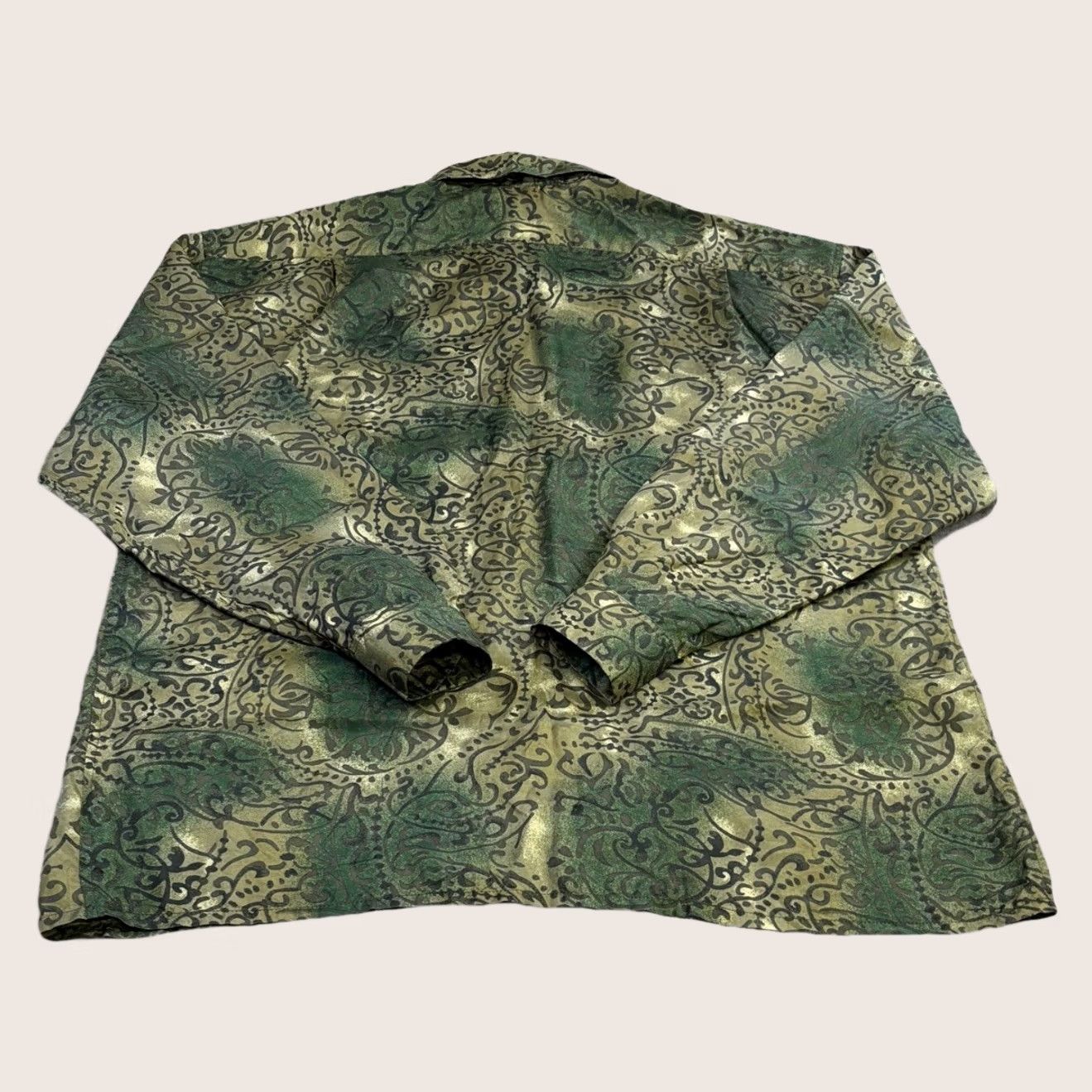 Etro VINTAGE Cezar Silk Shirt Women's Green Paisley Damask Pattern Large Long Sleeve Button-Up Retro Size L / US 10 / IT 46 - 1 Thumbnail