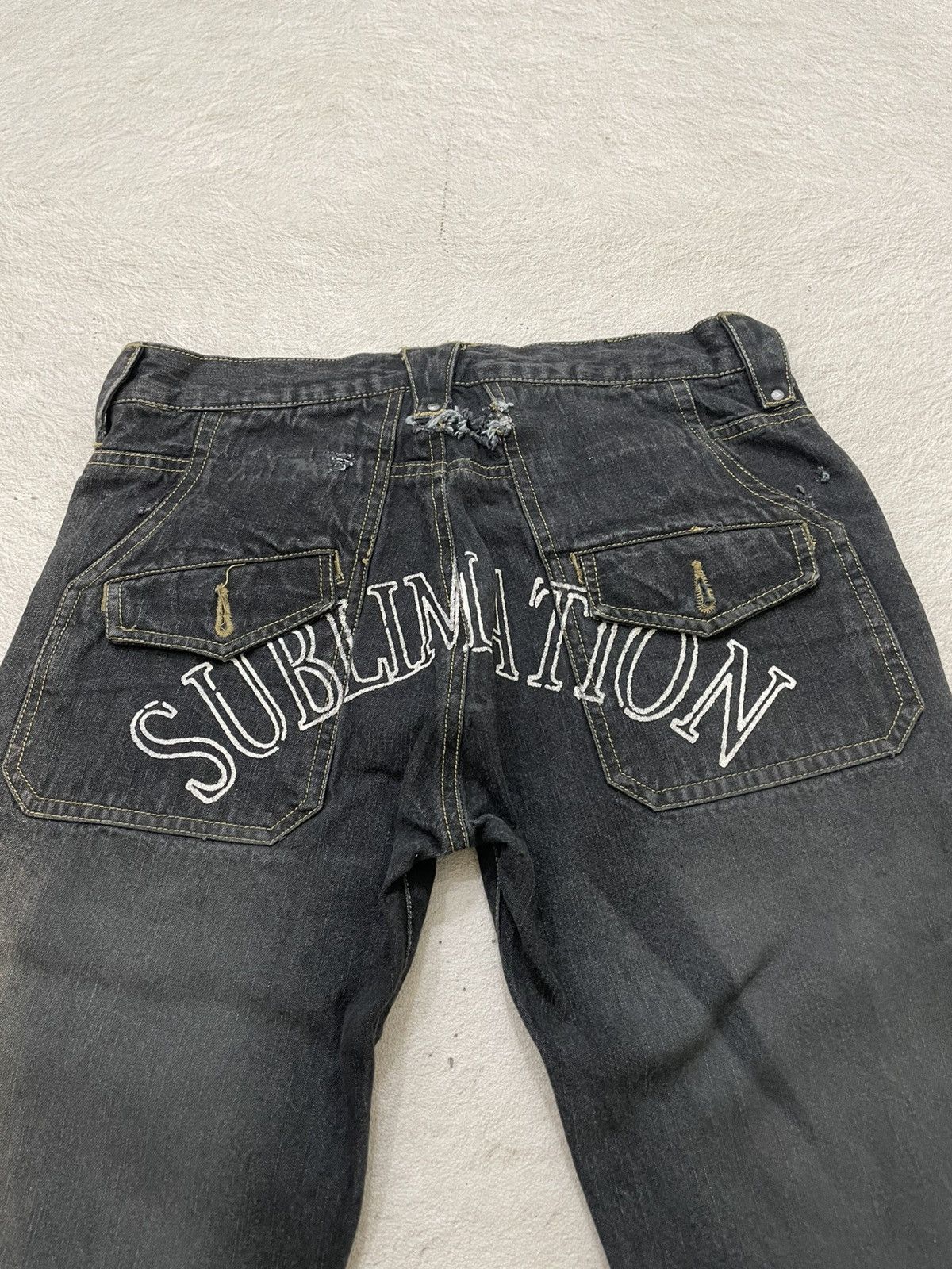 Kapital 2000s In the Attic Archive Punk Heavy Distressed Black Denim Size US 30 / EU 46 - 8 Thumbnail