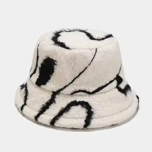 Other Faux Fur Fisherman Cap Fashion Striped Print Hat Size ONE SIZE - 3 Thumbnail