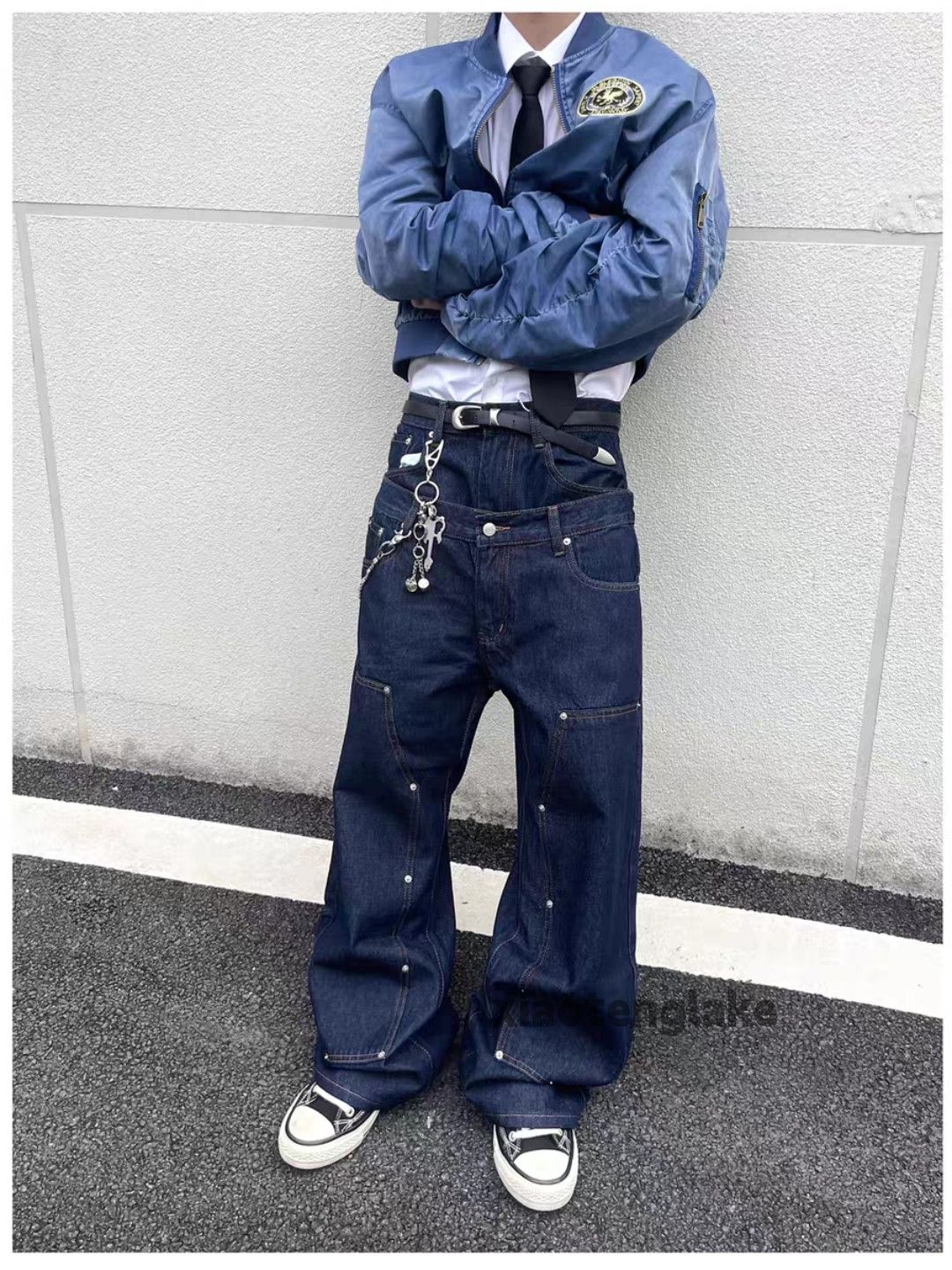 Jean Custom asaprocky travisscott style double waist loose jeans Size US 32 / EU 48 - 8 Thumbnail