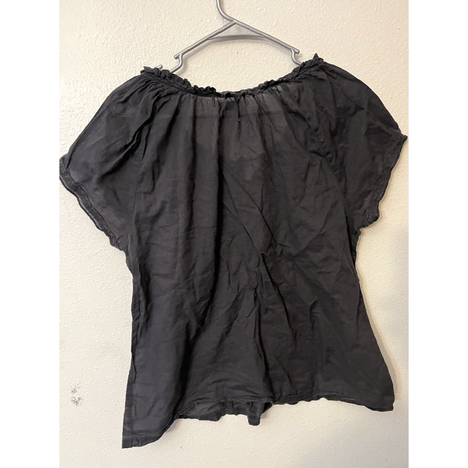 Gap Gap Button Down Blouse Shirt XL Black Womens Blouse Chambray Ruffle Pocket Casual Size XL / US 12-14 / IT 48-50 - 3 Thumbnail