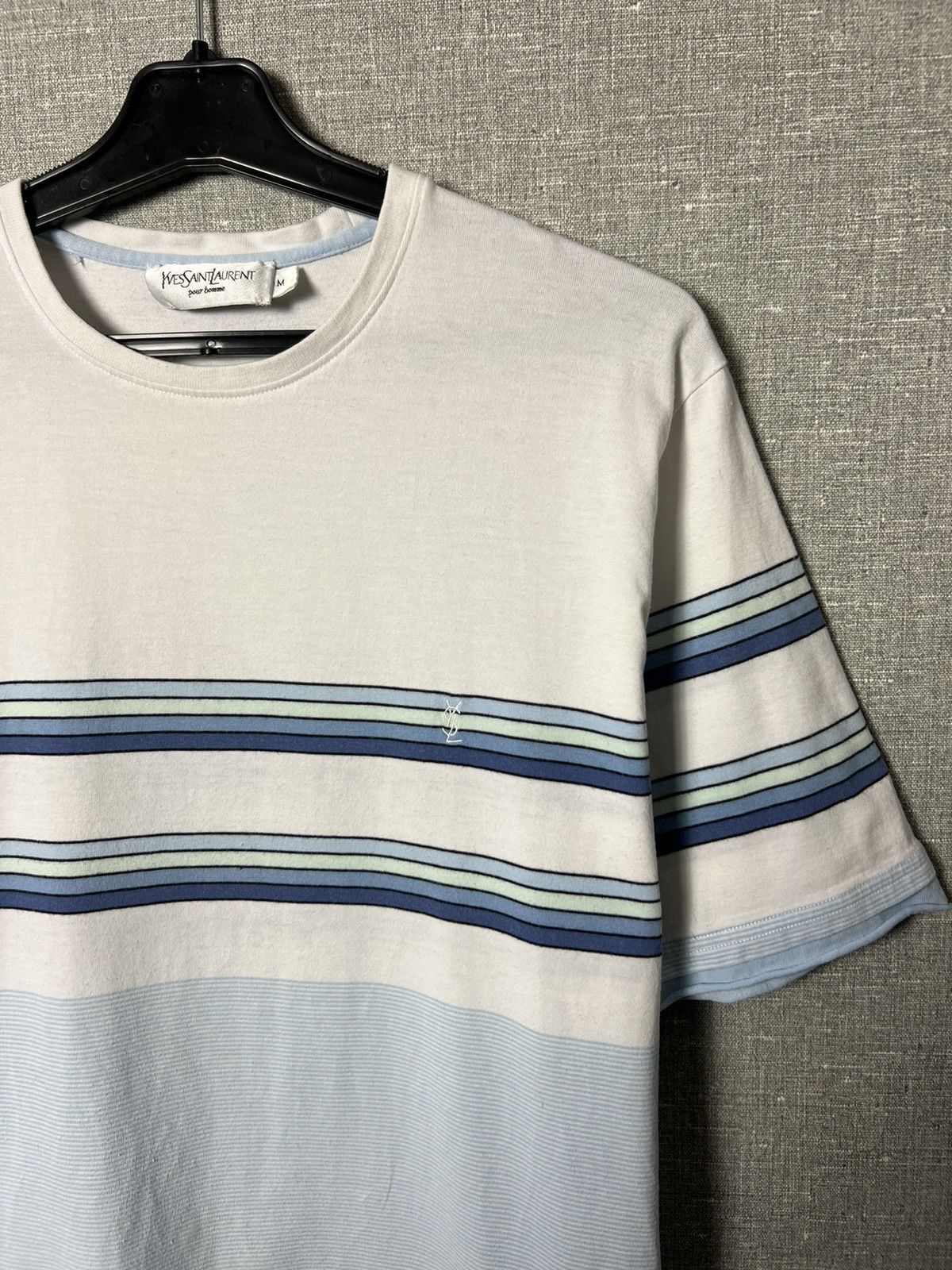 Vintage × Yves Saint Laurent Rare Yves Saint Laurent Striped Tee Embroidered Small Logo Size US M / EU 48-50 / 2 - 3 Thumbnail