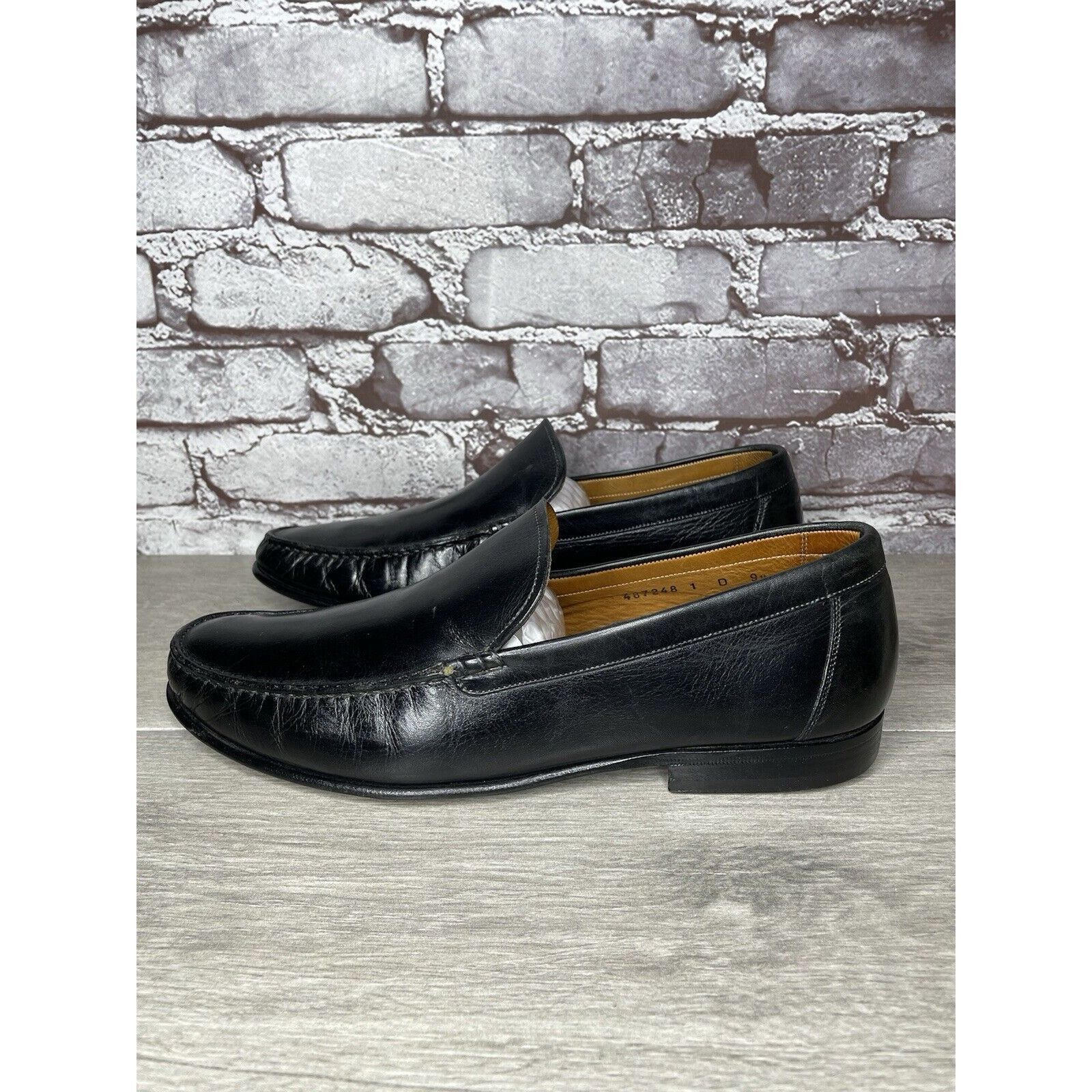 Santoni Santoni Black Leather Moc Toe Slip On Dress Loafers Shoes Me Size US 9.5 / EU 42-43 - 8 Thumbnail