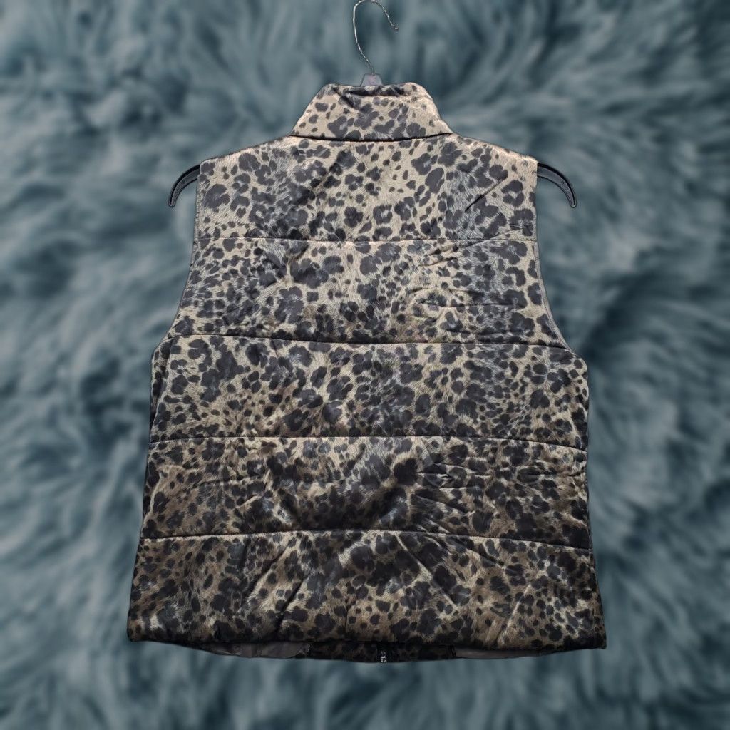 Kenneth Cole Kenneth Cole Puffer Vest Womens Petites S Multi Cheetah Print Sleeveless Full Zip Size S / US 4 / IT 40 - 1 Thumbnail