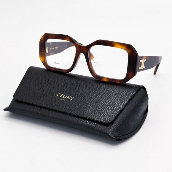 Celine NEW CL50155I 053, CELINE GEOMETRIC HAVANA BROWN EYEGLASSES C Size ONE SIZE - 1 Thumbnail