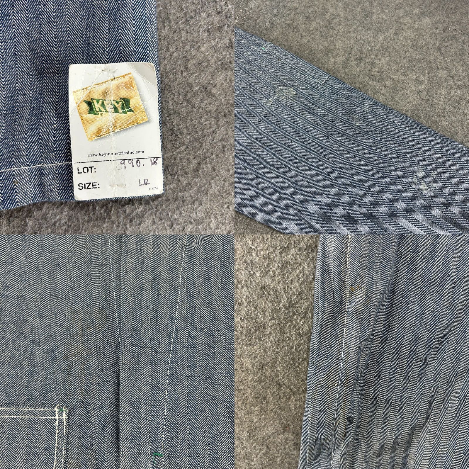 Vintage Key Coveralls Mens L Blue Herringbone Mechanic Long Sleeve Workwear Cotton HBT Size US L / EU 52-54 / 3 - 8 Thumbnail