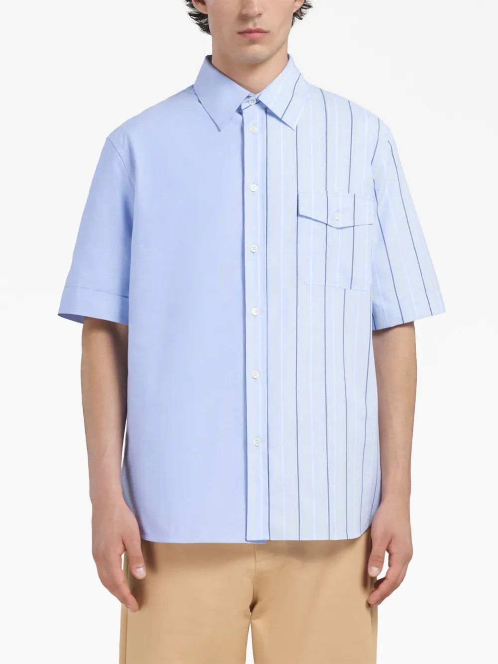 Marni oc11z0525 Colour-Block Striped Cotton Shirt in Multicolor Size US S / EU 44-46 / 1 - 2 Thumbnail