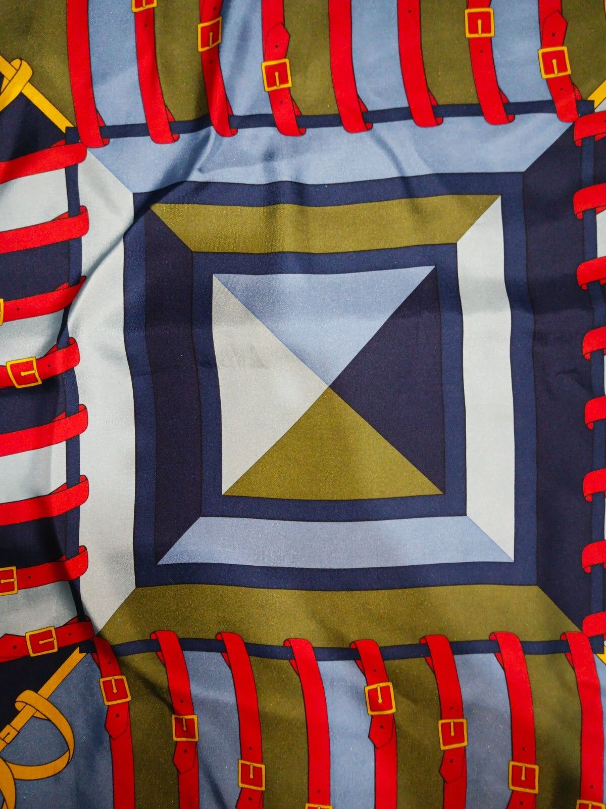 Roberta di Camerino ROBERTA Di CAMERINO ITALY Gold Blue Belt Buckle Silk Scarf Size ONE SIZE - 6 Thumbnail