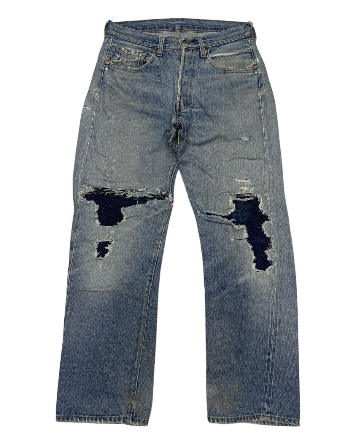 Levi's 🔥LEVIS 501 BUTTON 6 SELVEDGE DISTRESS DENIM BORO SASHIKO Size US 29 - 4 Thumbnail