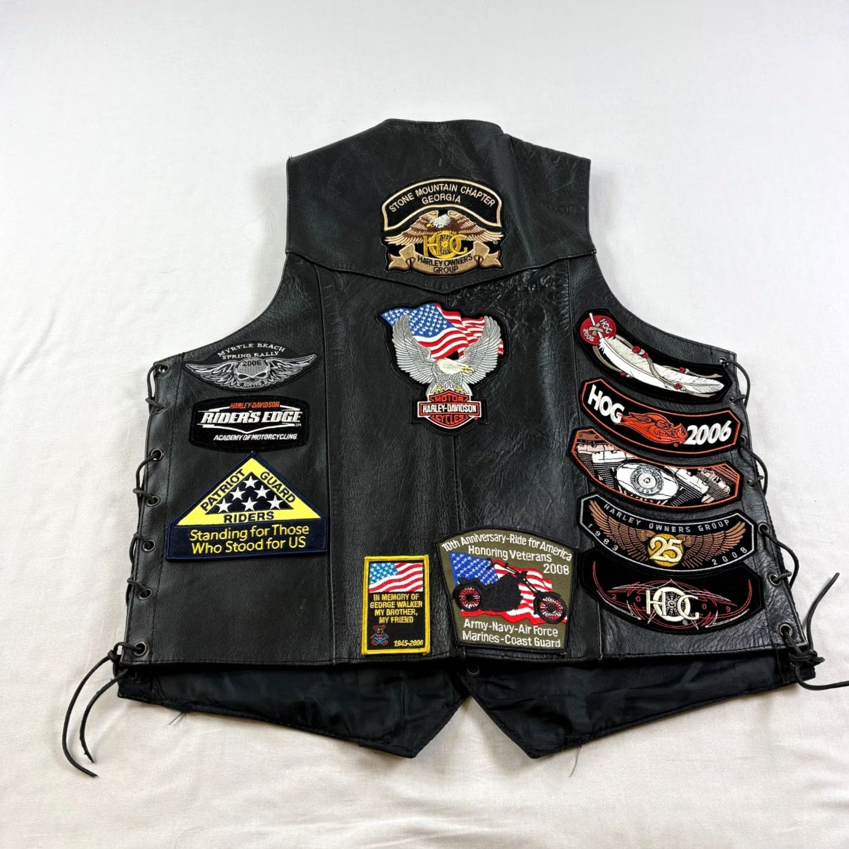 Vintage Unik Leather Vest Mens Size 40 Black Motorcyle Jacket Riding Patch Sleeveless Size US XXS / EU 40 - 7 Thumbnail