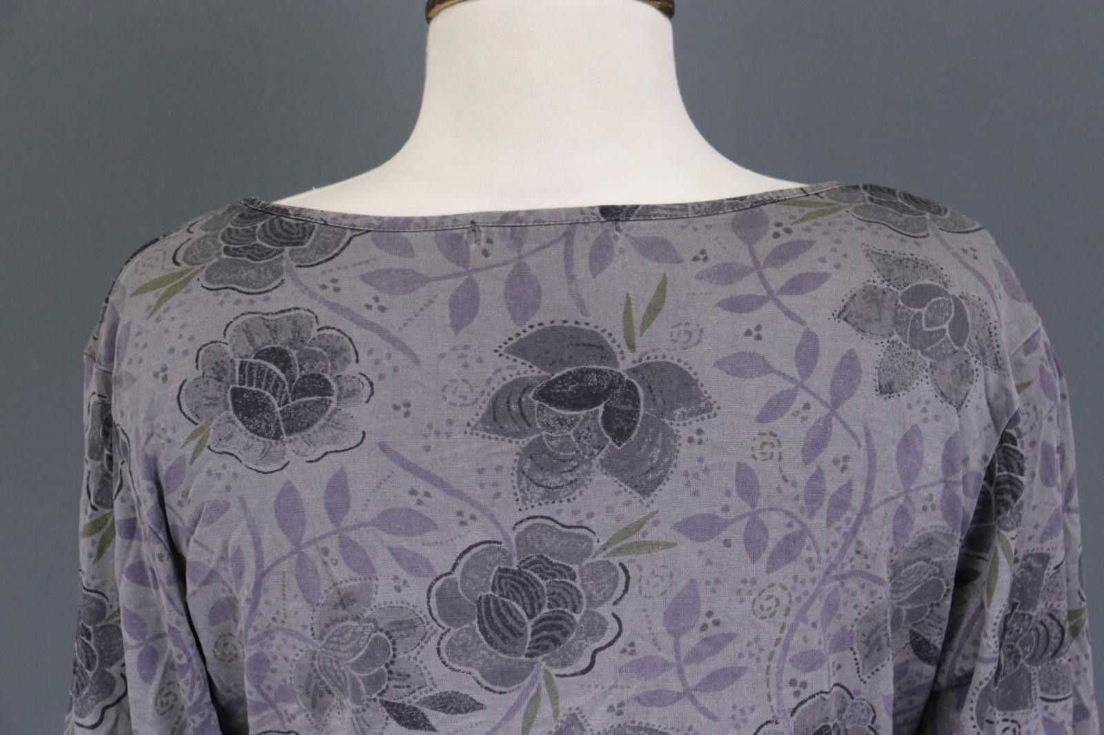 Designer Gudrun Sjoden Gray Floral Relaxed Blouse Shirt Size L Size L / US 10 / IT 46 - 8 Thumbnail