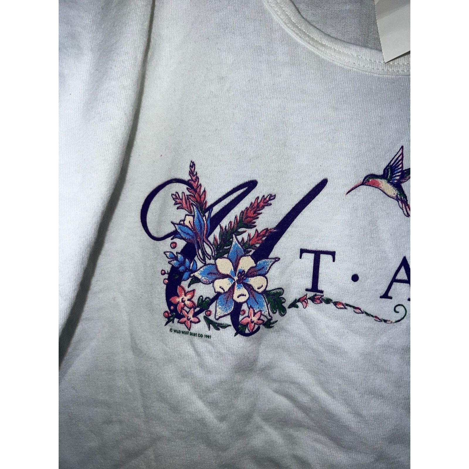 Vintage Womens Vintage Utah Top Hummingbird White Shirt Tee Women M Size M / US 6-8 / IT 42-44 - 3 Thumbnail