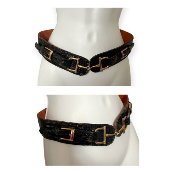 Celine Céline “Chantilly” Croc Horse-Bit Belt 76 cm (Italy) Size ONE SIZE - 2 Thumbnail