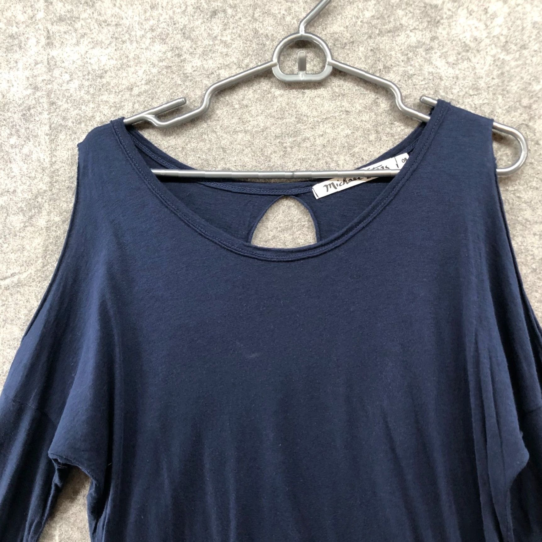 Michael Stars Michael Stars Cold Shoulder Long Sleeve T Shirt Womens One Size Navy Blue Modal Supima OS Knit Cotton Micromodal Size ONE SIZE - 3 Thumbnail