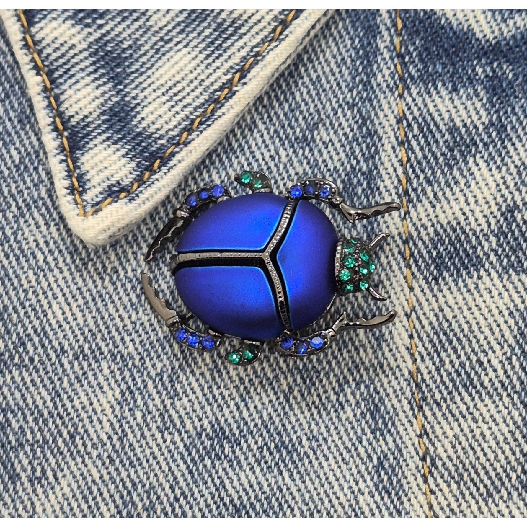 Other Scarab Beetle Animal Brooch Refined Pin Blue Rhinestones Ins Size ONE SIZE - 2 Thumbnail