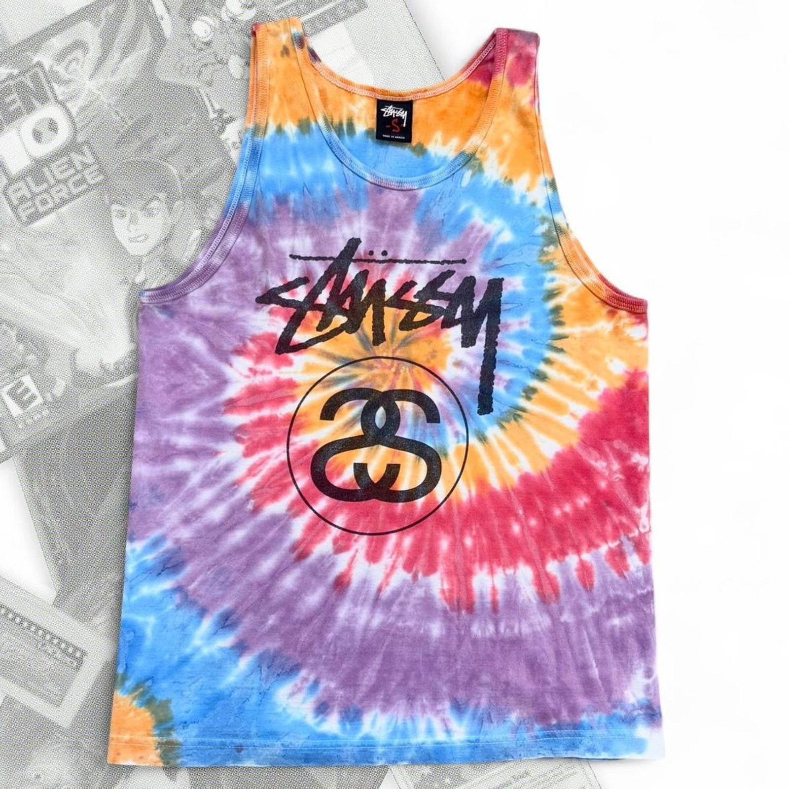 & Other Stories Rainbow Tie Dye Stussy SS Graphic Tank Top Size US S / EU 44-46 / 1 - 1 Thumbnail