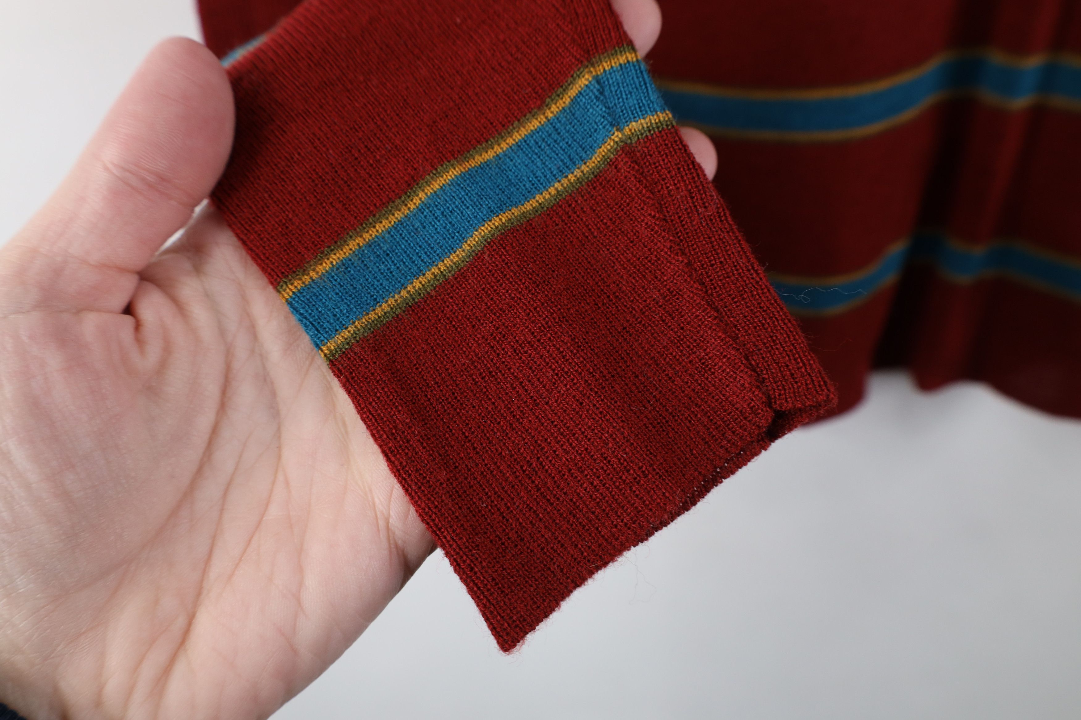 Vintage Vintage 70s Streetwear Blend Knit Striped Turtleneck Sweater Size L / US 10 / IT 46 - 6 Thumbnail