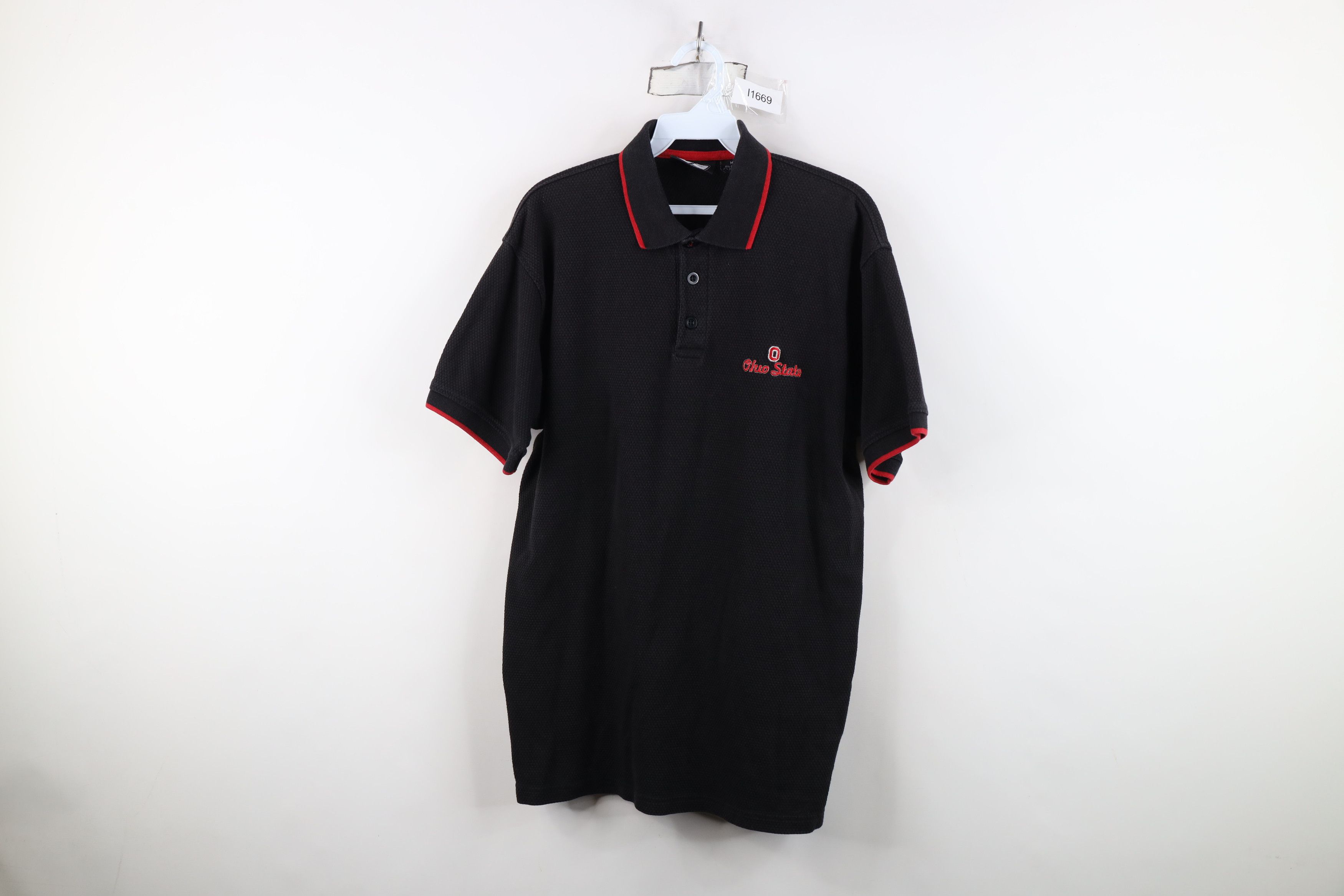 Vintage Vintage 90s Y2K Ohio State University Thermal Knit Golf Polo Size US M / EU 48-50 / 2 - 1 Thumbnail