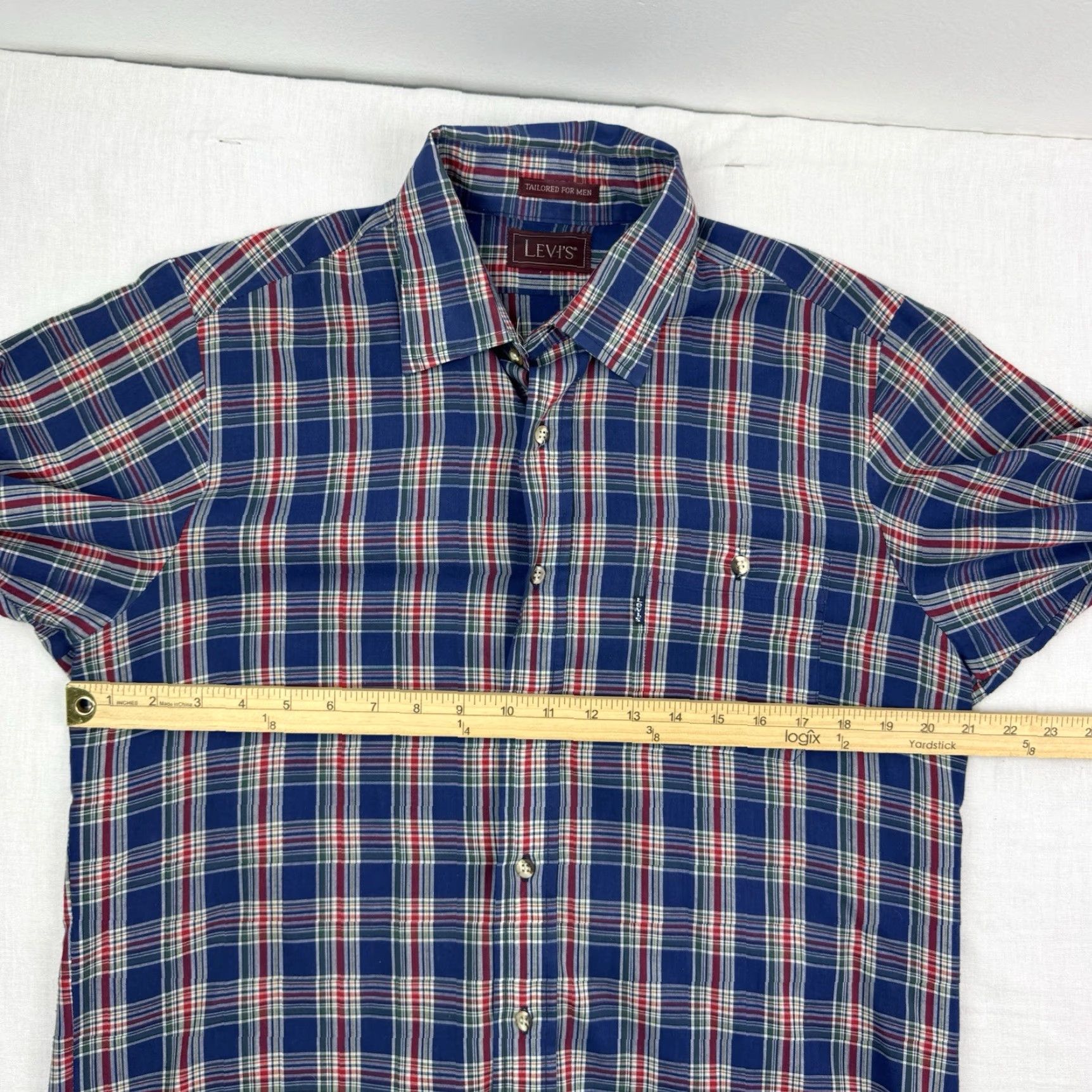 Levi's VINTAGE Levi's Button-Up Shirt Mens Large Blue Plaid 80s Formal Collared Long Sleeve Size US L / EU 52-54 / 3 - 7 Thumbnail