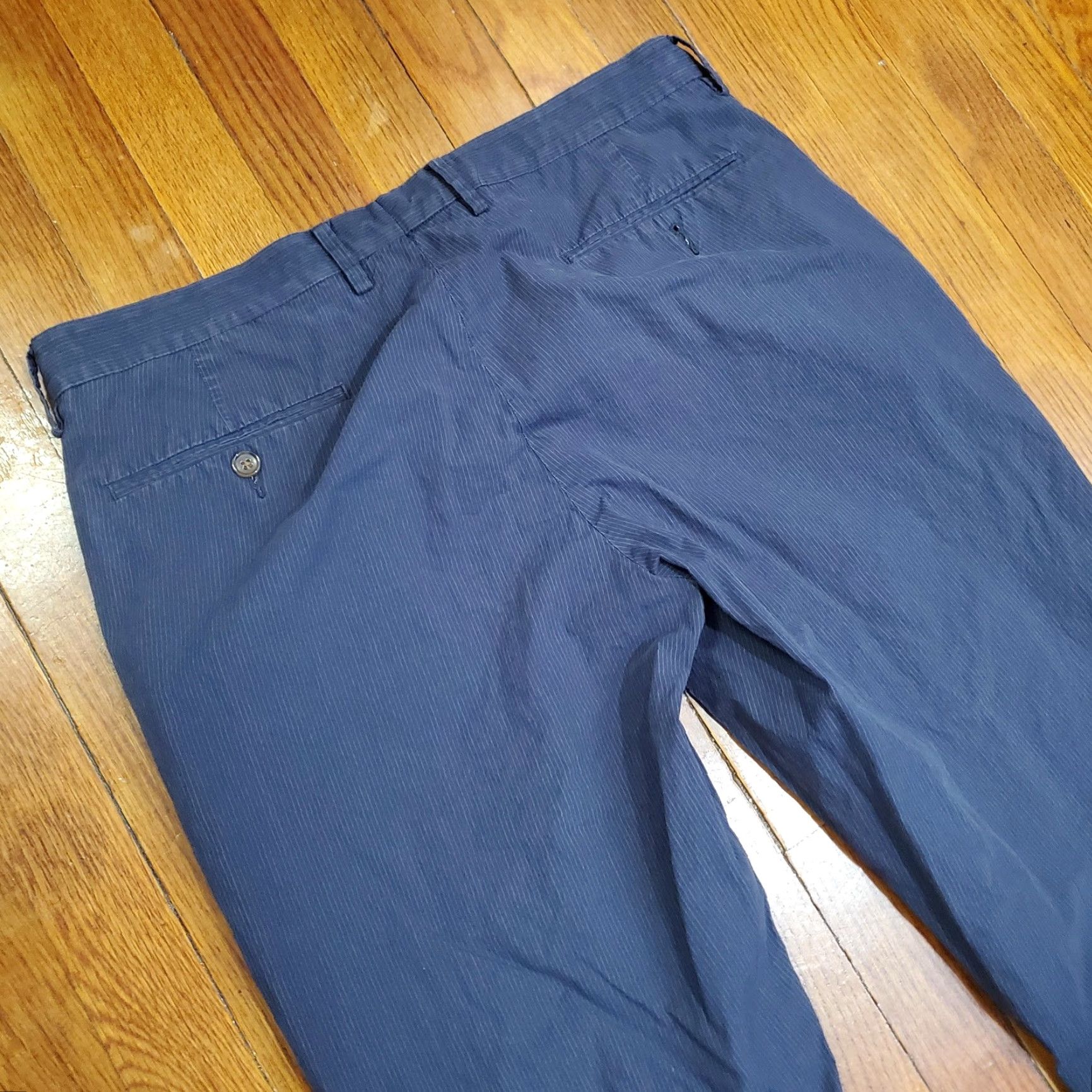 J.Crew J.Crew Slim Bedford Chino Pants Mens 34x32 Blue Stripe Lightweight Casual Business Regular Slim Straight Pocket Front Zip Fly Button Closure Size US 34 / EU 50 - 3 Thumbnail