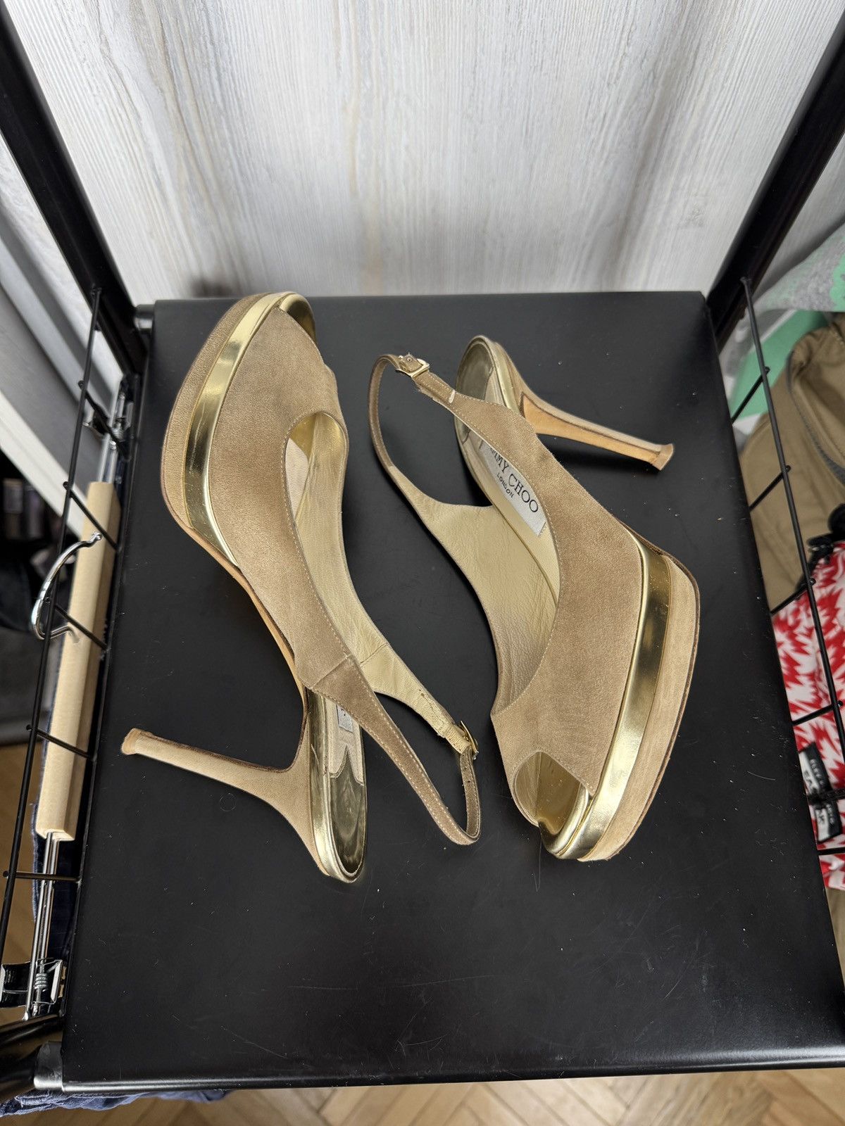 Jimmy Choo JIMMY CHOO Suede Mirrored Platform Open Toe Heels Pumps 7.5 Size US 7.5 / IT 37.5 - 9 Thumbnail