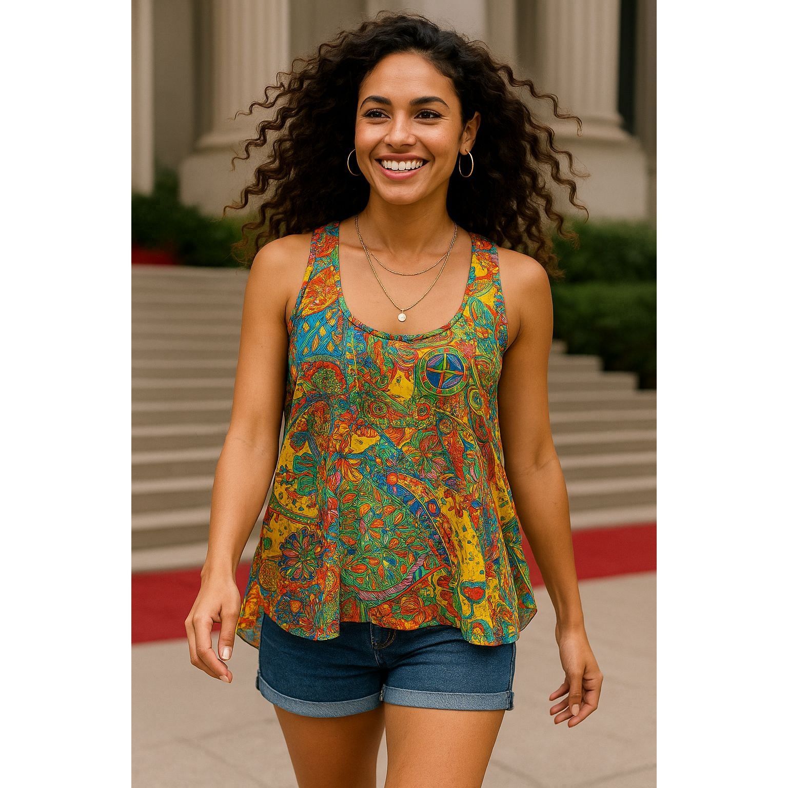 Other Umgee Small Multicolor Boho Festival Tank Top Sheer Layered Size S / US 4 / IT 40 - 1 Thumbnail