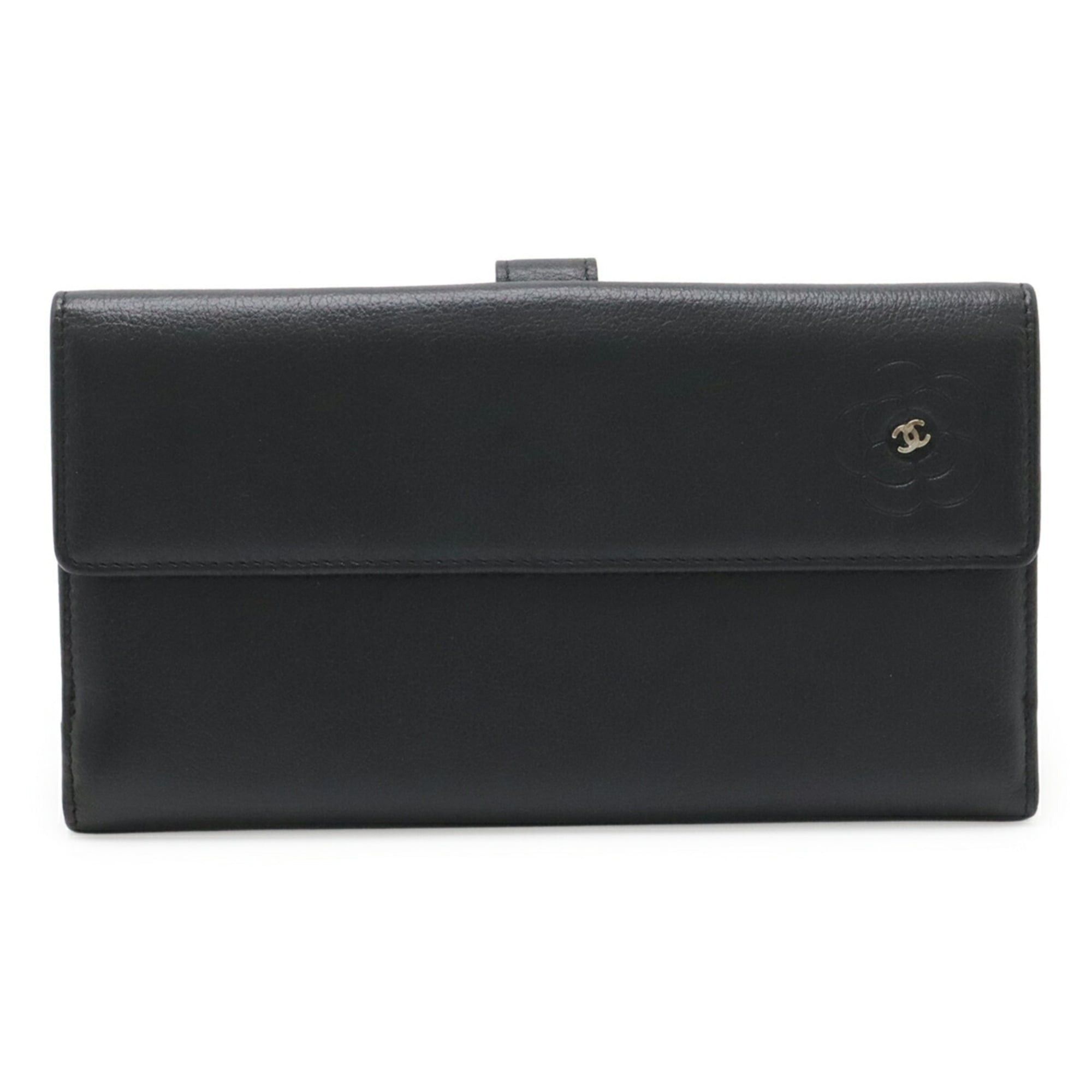 Chanel CHANEL Camellia Double Long Wallet, Leather, Black, A46509 Size ONE SIZE - 1 Thumbnail