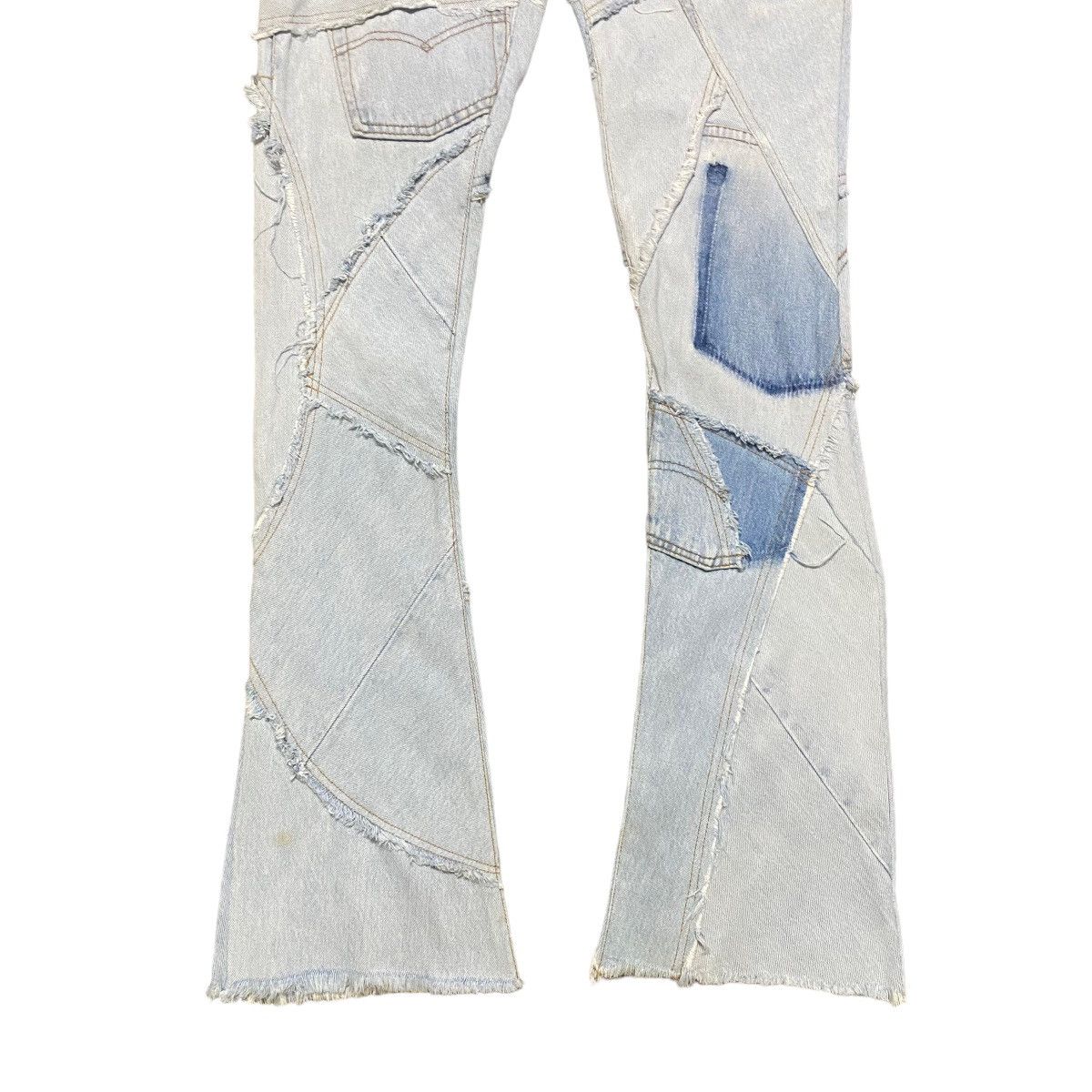 Japanese Brand JUNGLE CAT Reworked Recylce Paper Denim Flare Jeans Size US 28 / EU 44 - 9 Thumbnail