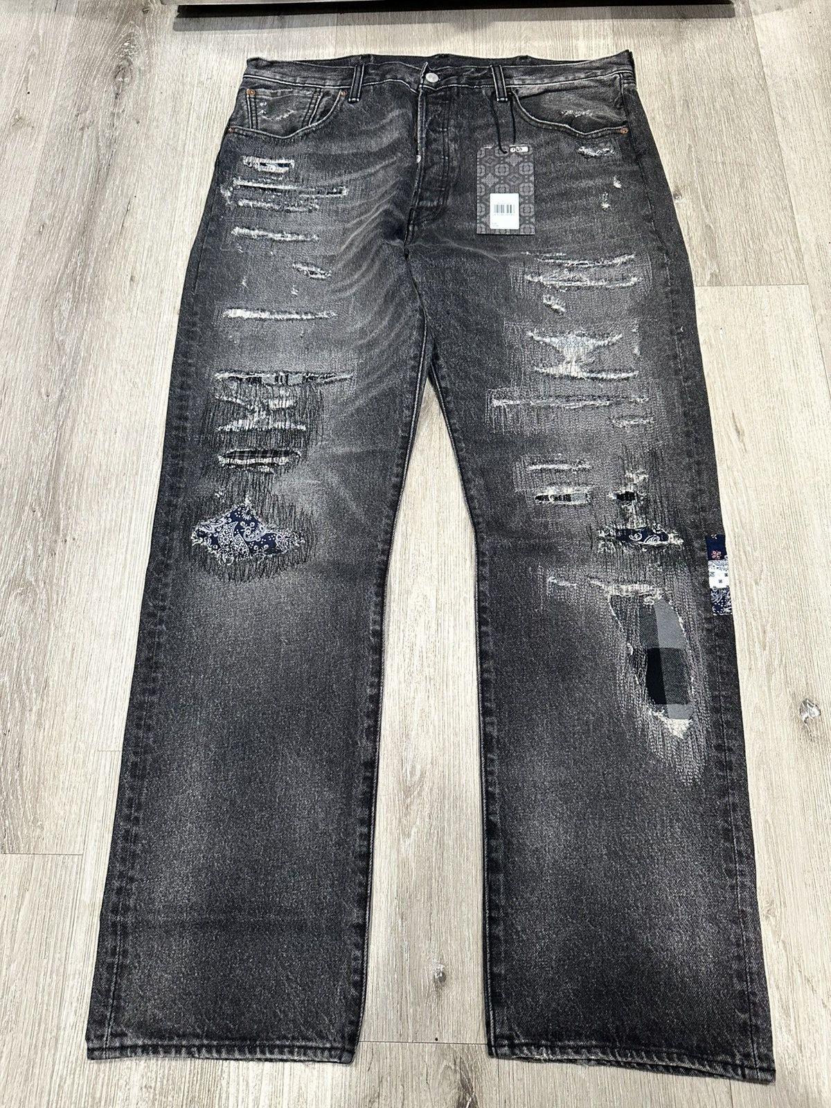CLOT × Levi's CLOT X Levi’s 501 UNIONRAIL BLACK DENIM SIZE 38 Size US 38 / EU 54 - 3 Thumbnail