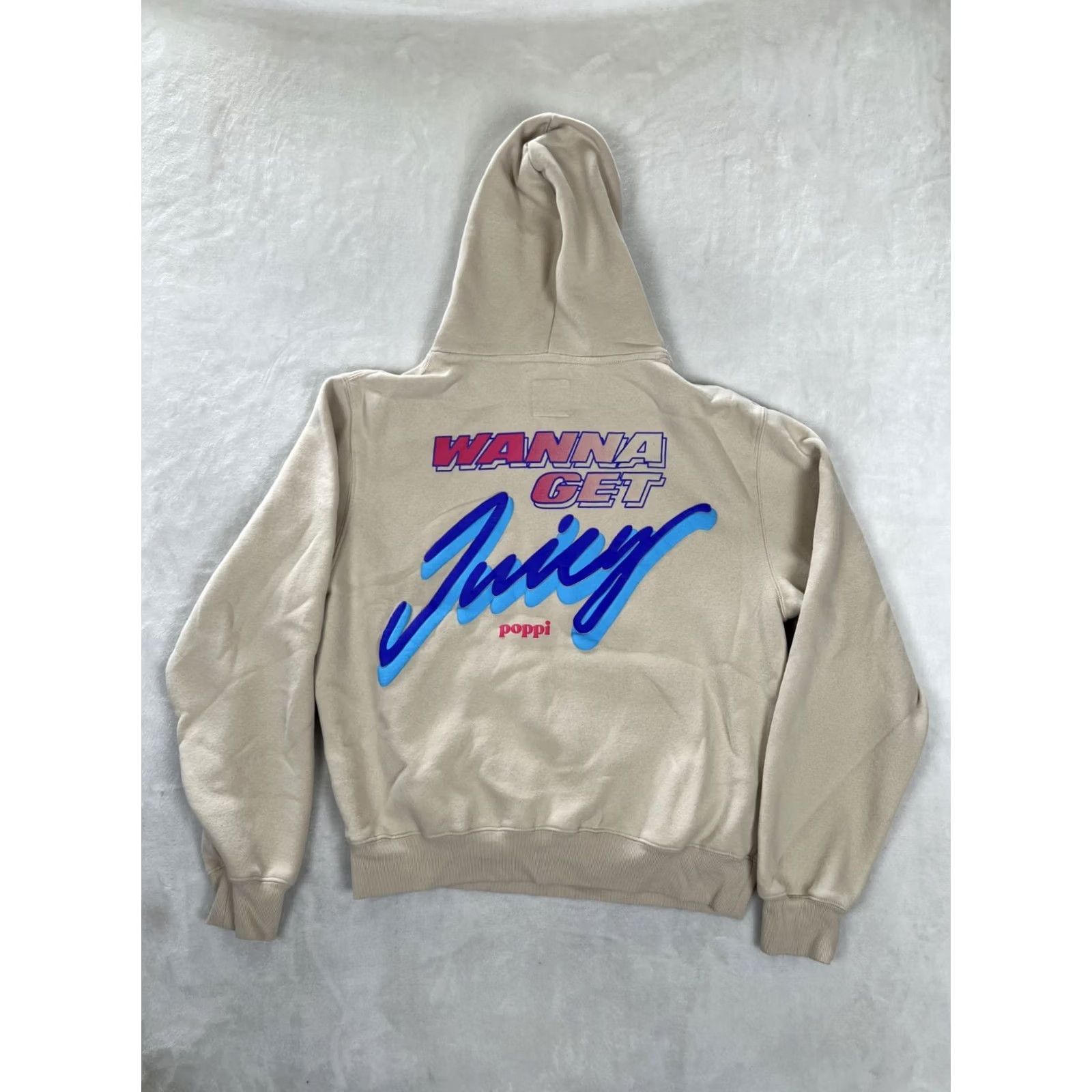 Vintage Poppi Hoodie Mens M Beige Graphic Print Fleece Pullover with Hooded Kangaroo Pocket Size US M / EU 48-50 / 2 - 6 Thumbnail