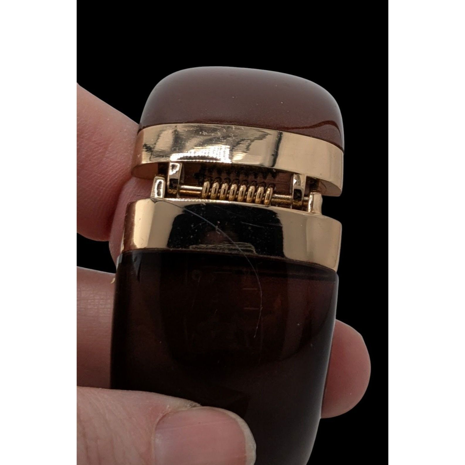 Other Hinged Brown Resin Bangle Bracelet With Gold-Tone Accents Size ONE SIZE - 4 Thumbnail