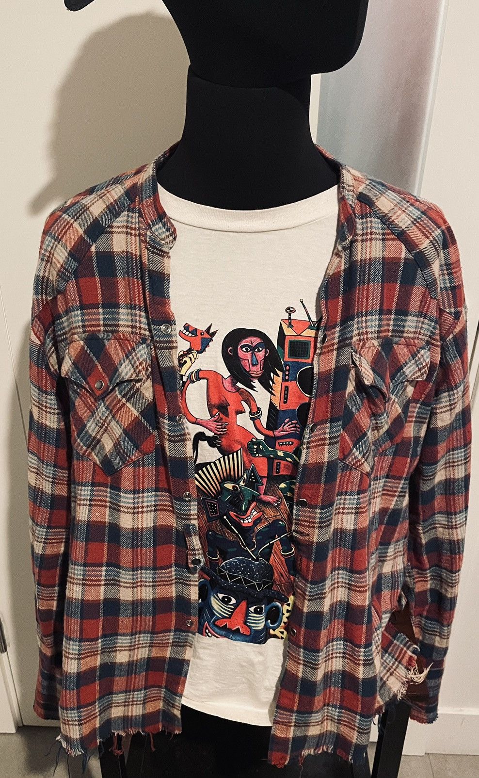 image of Greg Laurent Distressed Flannel, Men's (Size Large)