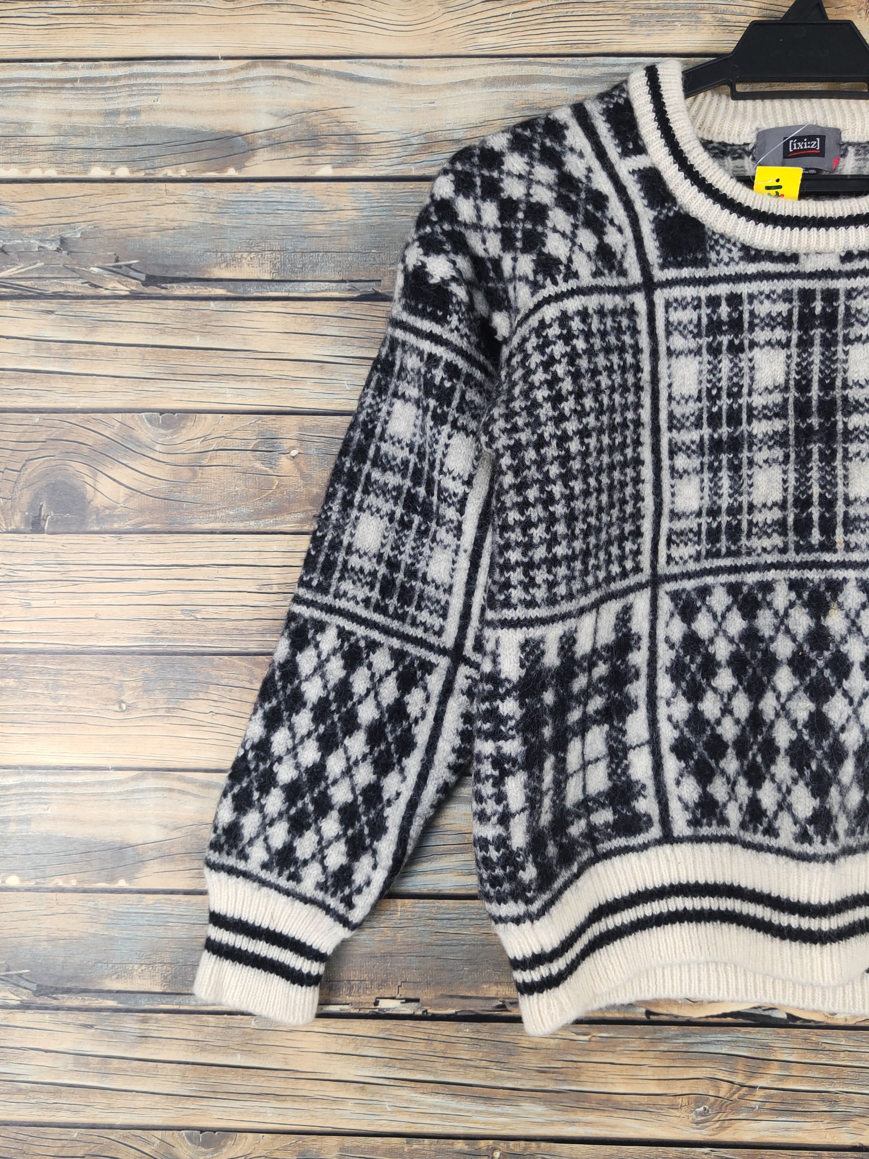 Homespun Knitwear × Japanese Brand × Vintage Ixi:z Black Cream Knitwear Sweatshirts #W1282 Size XS / US 0-2 / IT 36-38 - 3 Thumbnail