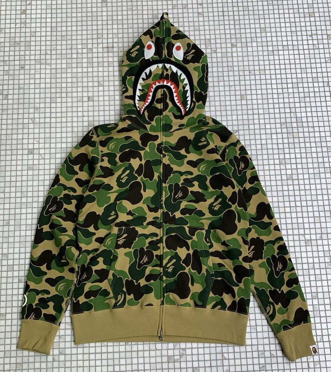 image of A Bathing Ape Bape Ponr Abc Camo Shark Full Zip Hoodie Green, Men's (Size XL)