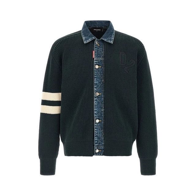 Dsquared2 DSQUARED2 Denim Mix D2 Blue Cardigan New & Authentic (Men's Size US L / EU 52-54 / 3 - 1 Thumbnail