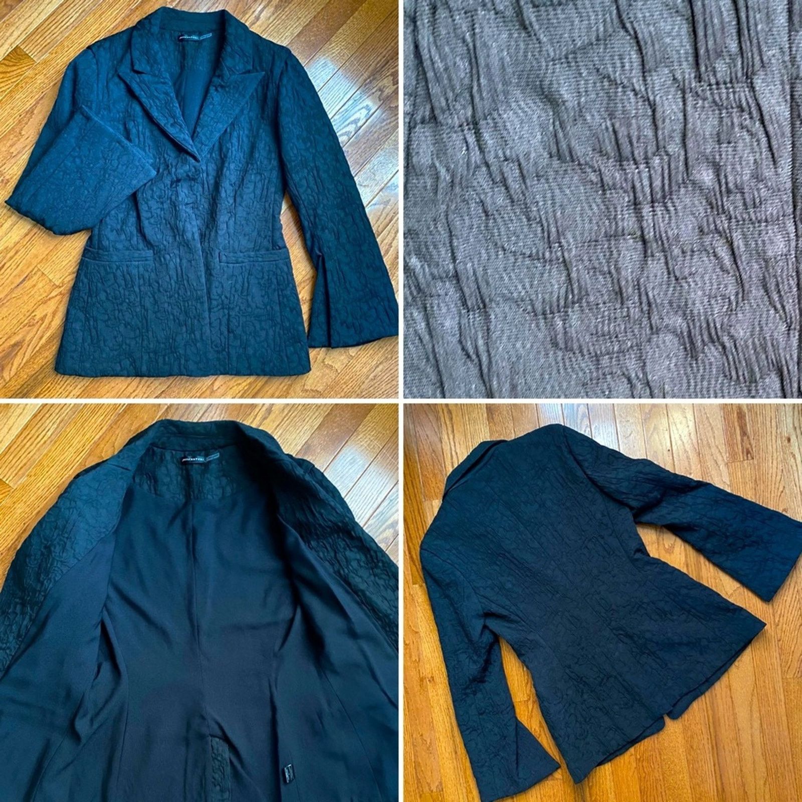 Other Josie Natori $895 Textured Split Sleeve Black Blazer 6 EUC Size M / US 6-8 / IT 42-44 - 1 Thumbnail